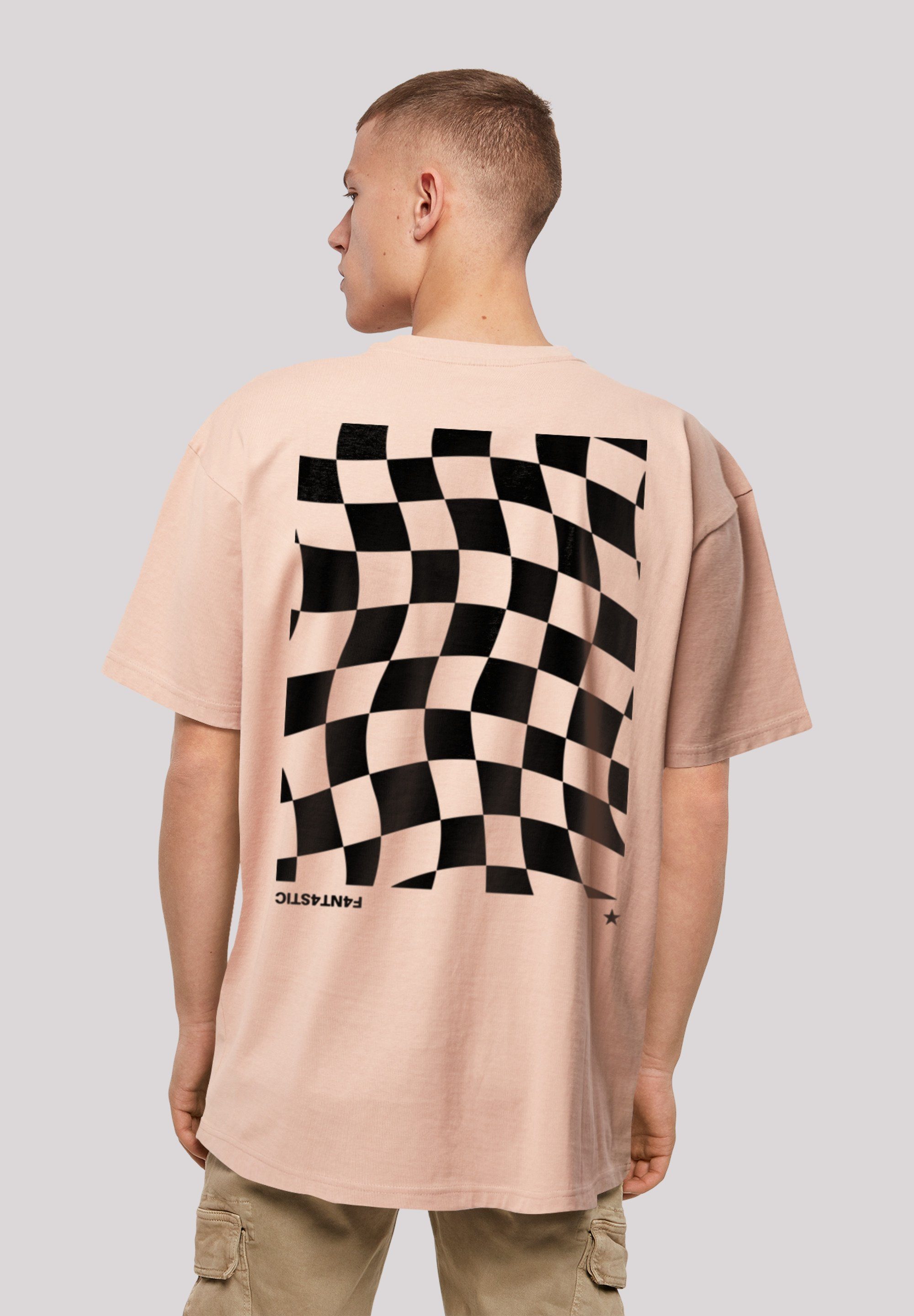 F4NT4STIC T-Shirt Wavy Schach Print amber Muster