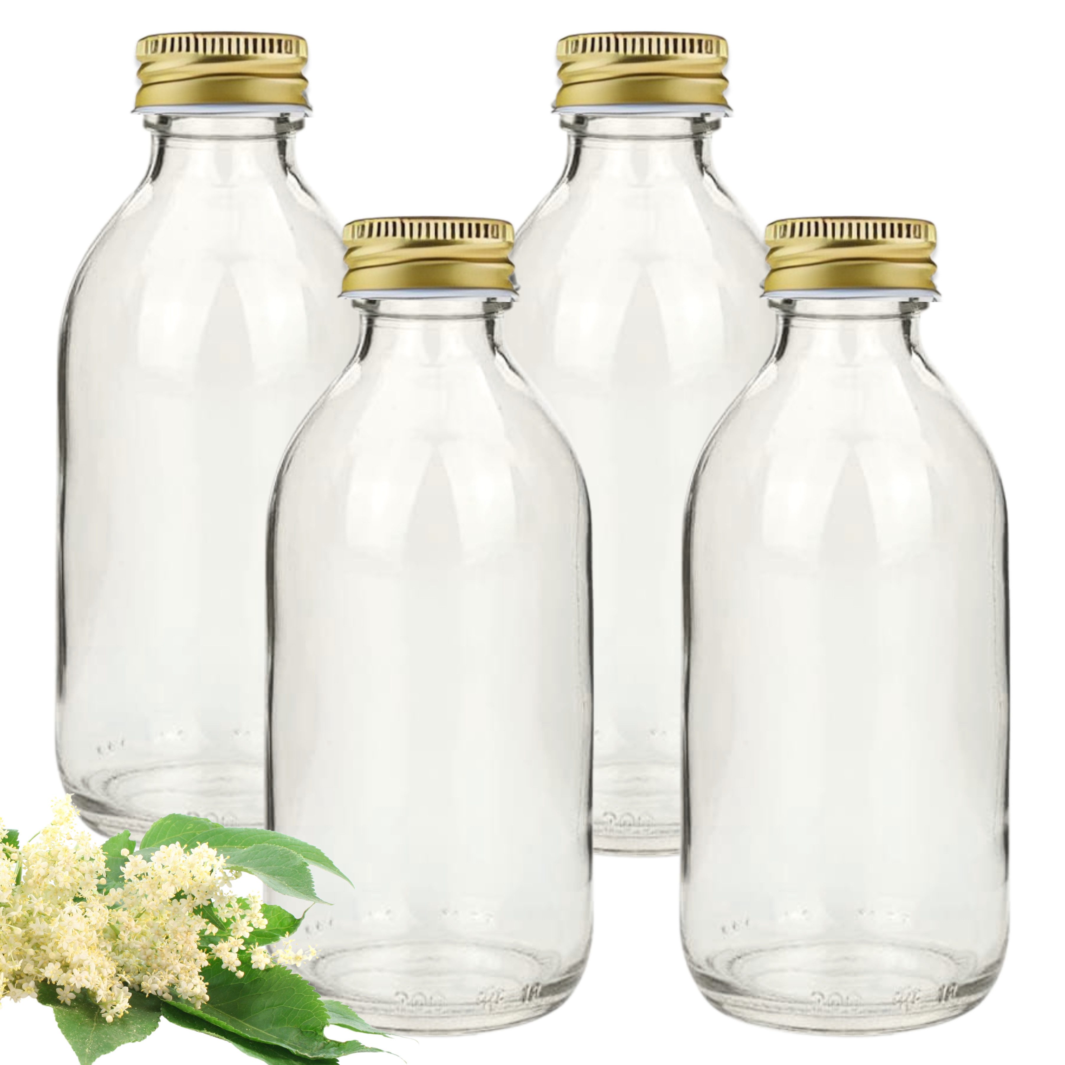 mikken Trinkflasche Sirupflasche 250 ml Saftflasche 0,25 Liter Glasflasche, als 4er, 6er oder 10er Set, made in europe