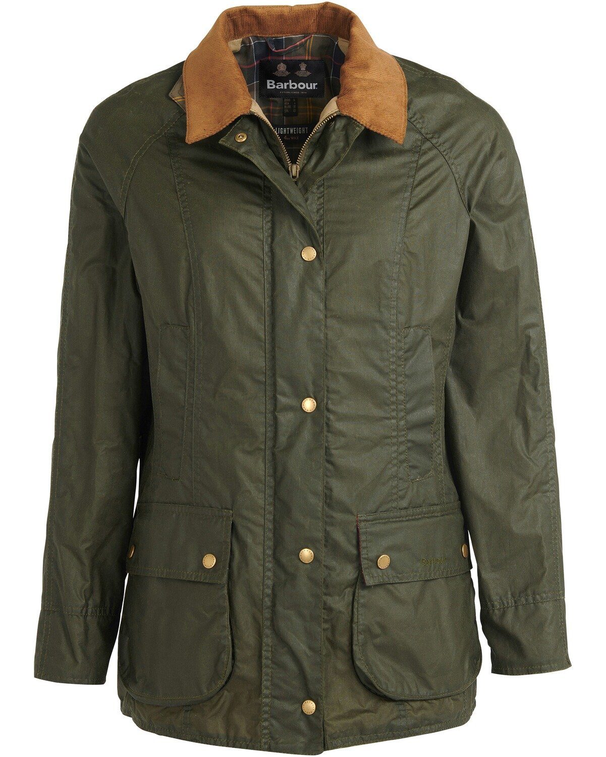 Langjacke Oliv Wachsjacke Lightweight Beadnell Barbour