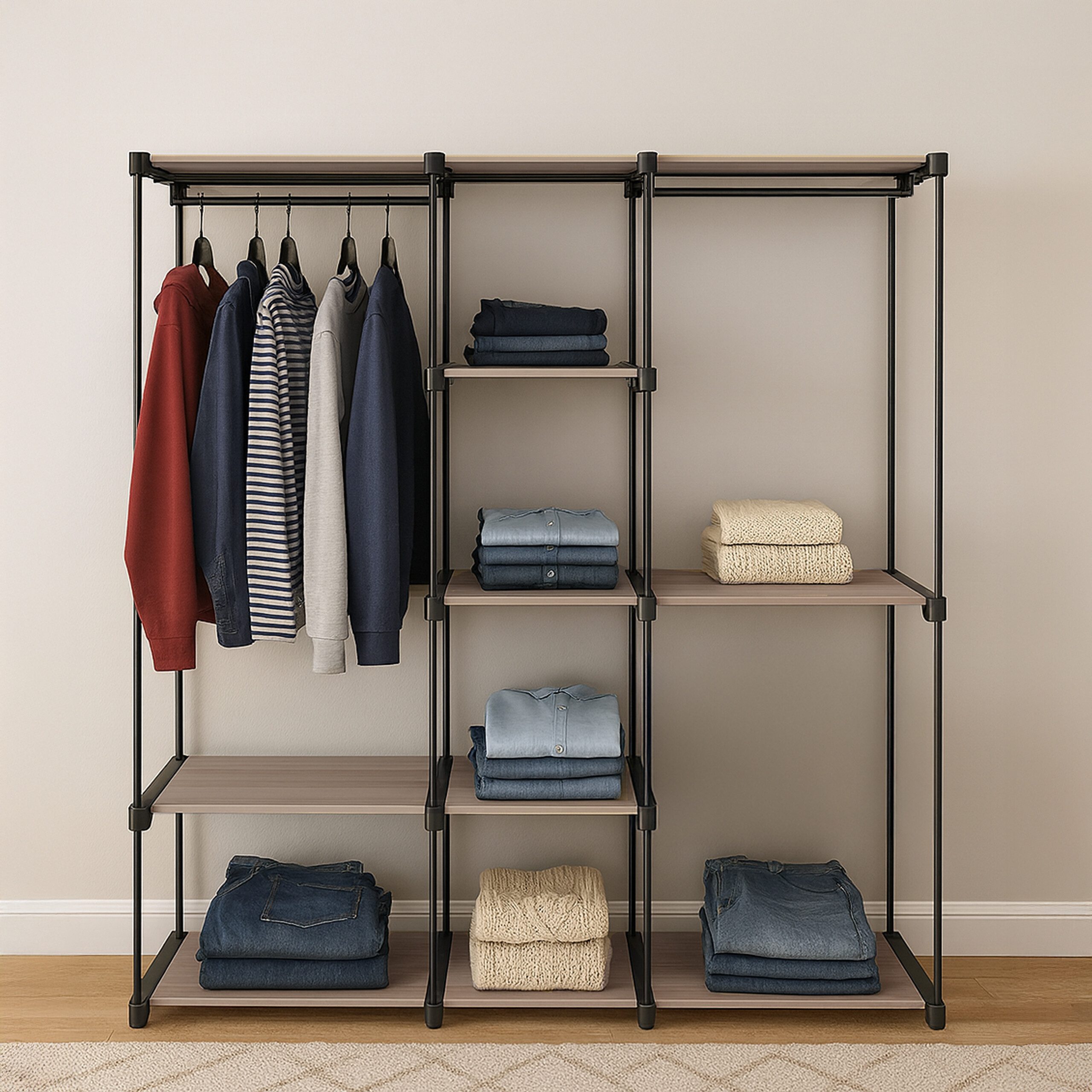 relaxdays Standregal Offene Garderobe, braun günstig online kaufen