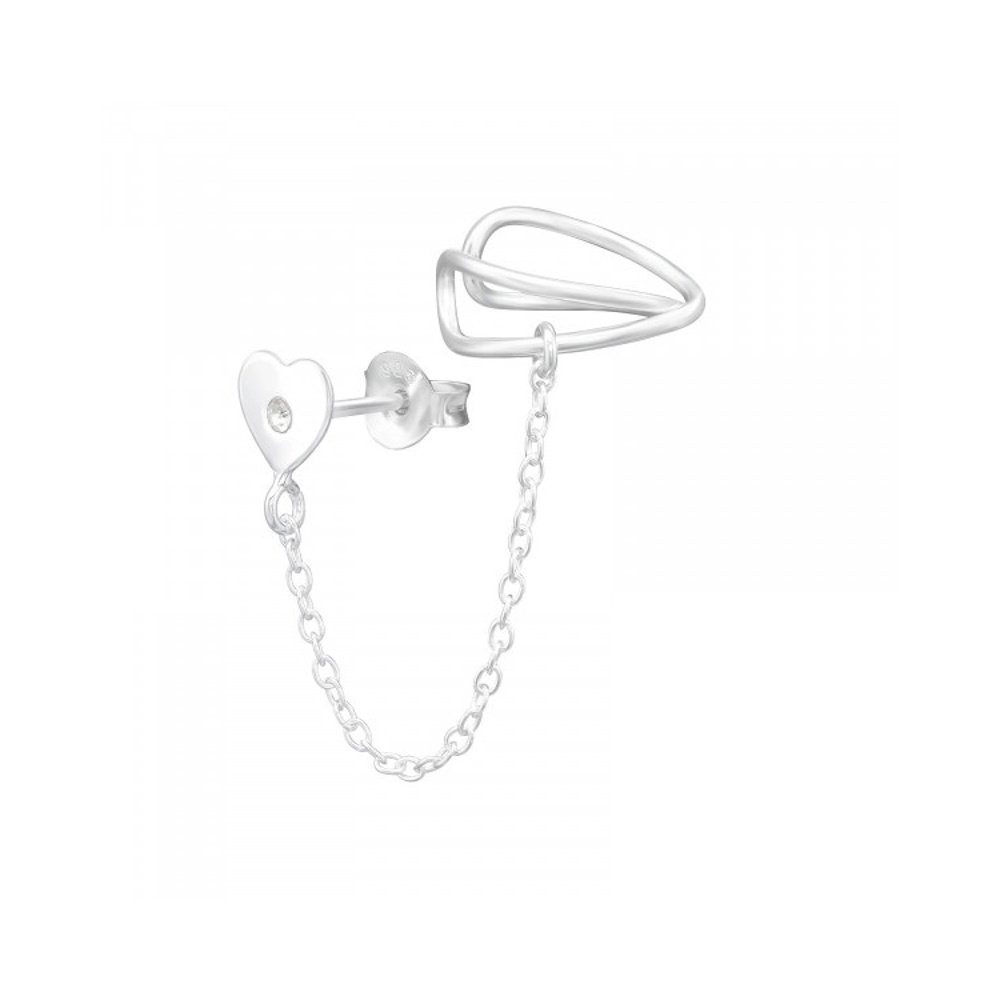 ALEXANDER YORK Paar Ohrstecker Ohrstecker mit EAR CUFF HERZ, 925 Sterling Silber