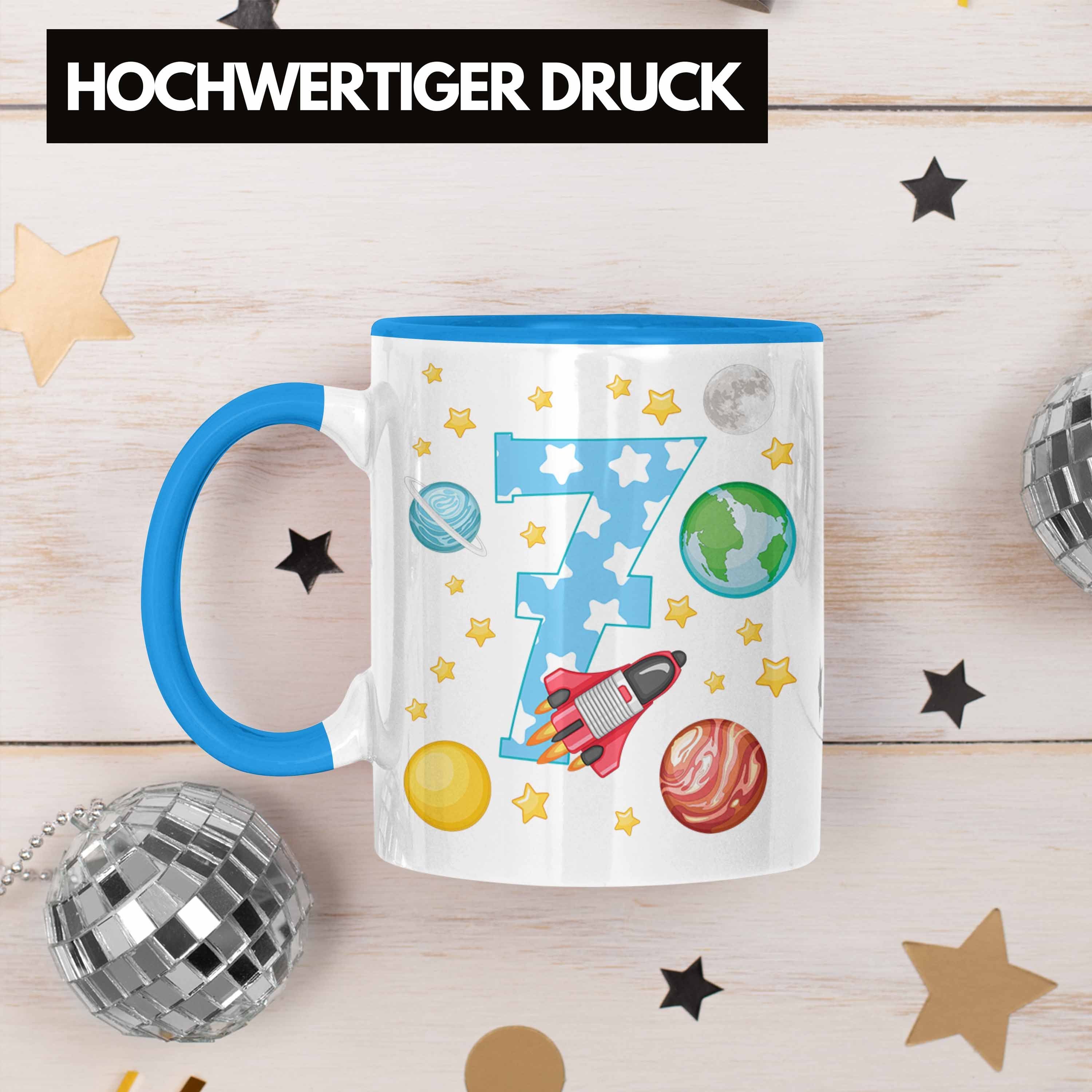 7 7. Geburtstag Junge Kakaotasse Siebter Trendation Trendation Jahre Blau - Geschenkidee Tasse Bday Becher Alt Geschenk Tasse Mädchen