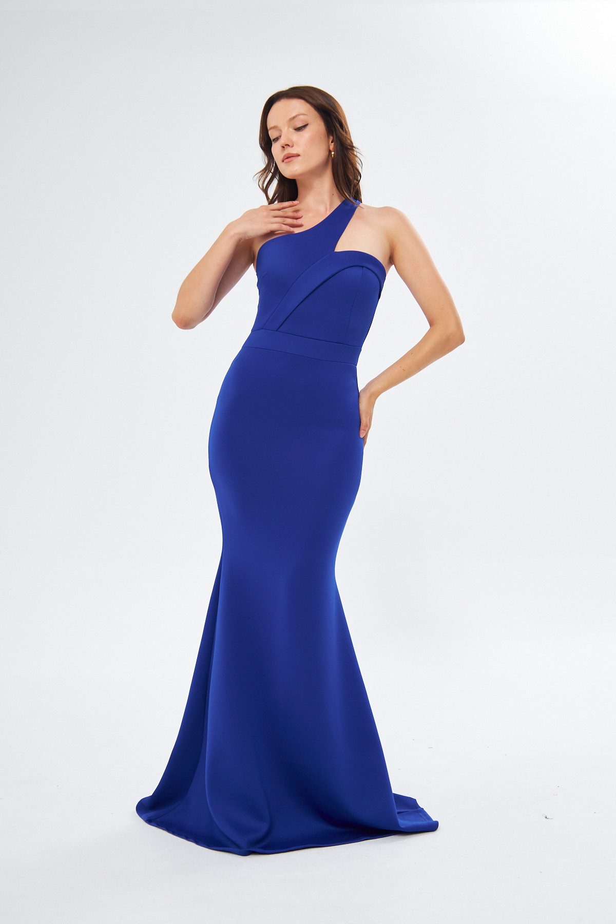 WOMAN VISION Maxikleid Maxikleid mit asymmetrischem Ausschnitt