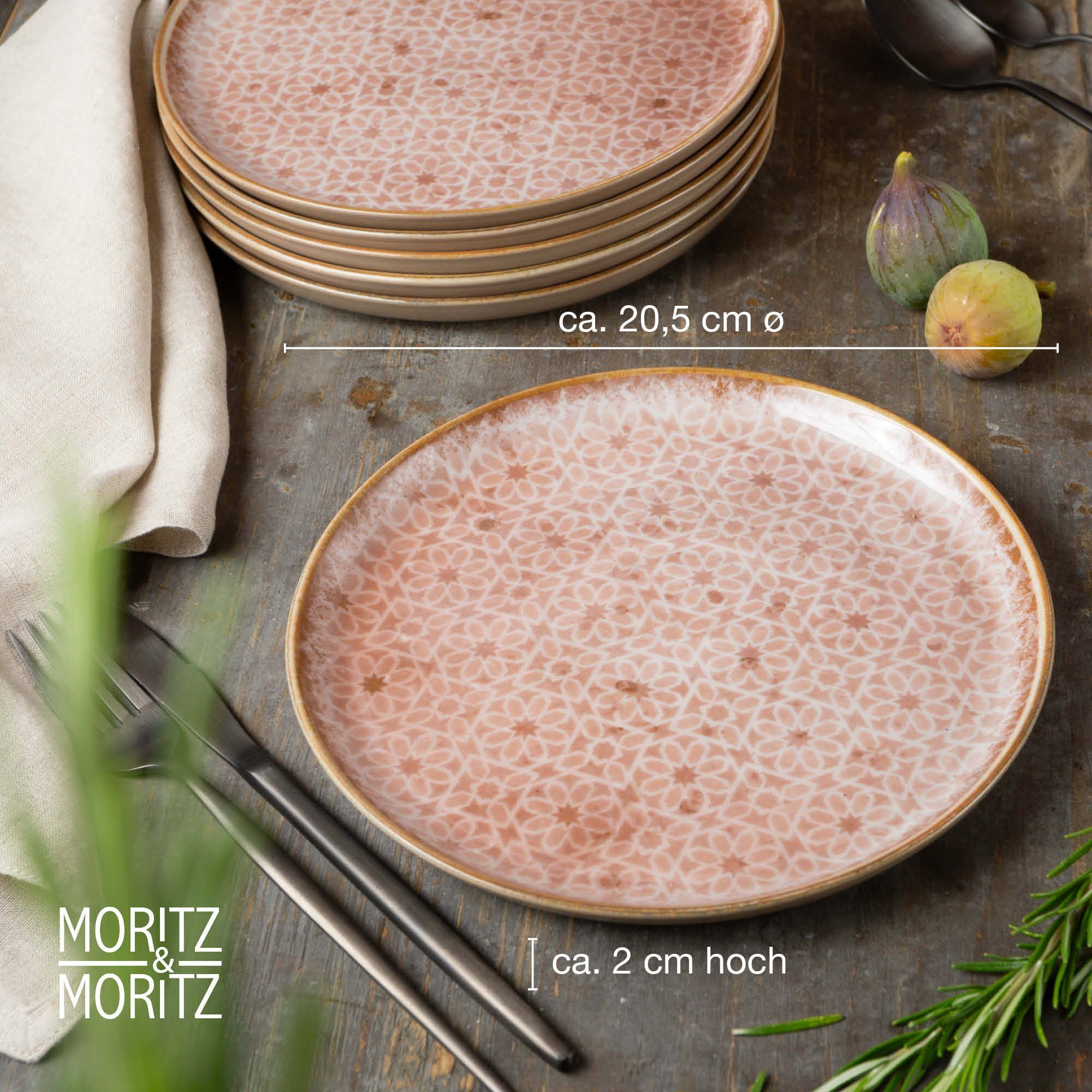 Dessertteller 6 Moritz mikrowellengeeignet 6 spülmaschinen- & Rosa und (6-tlg), Moritz Tafelservice Personen, Personen TERRA für -
