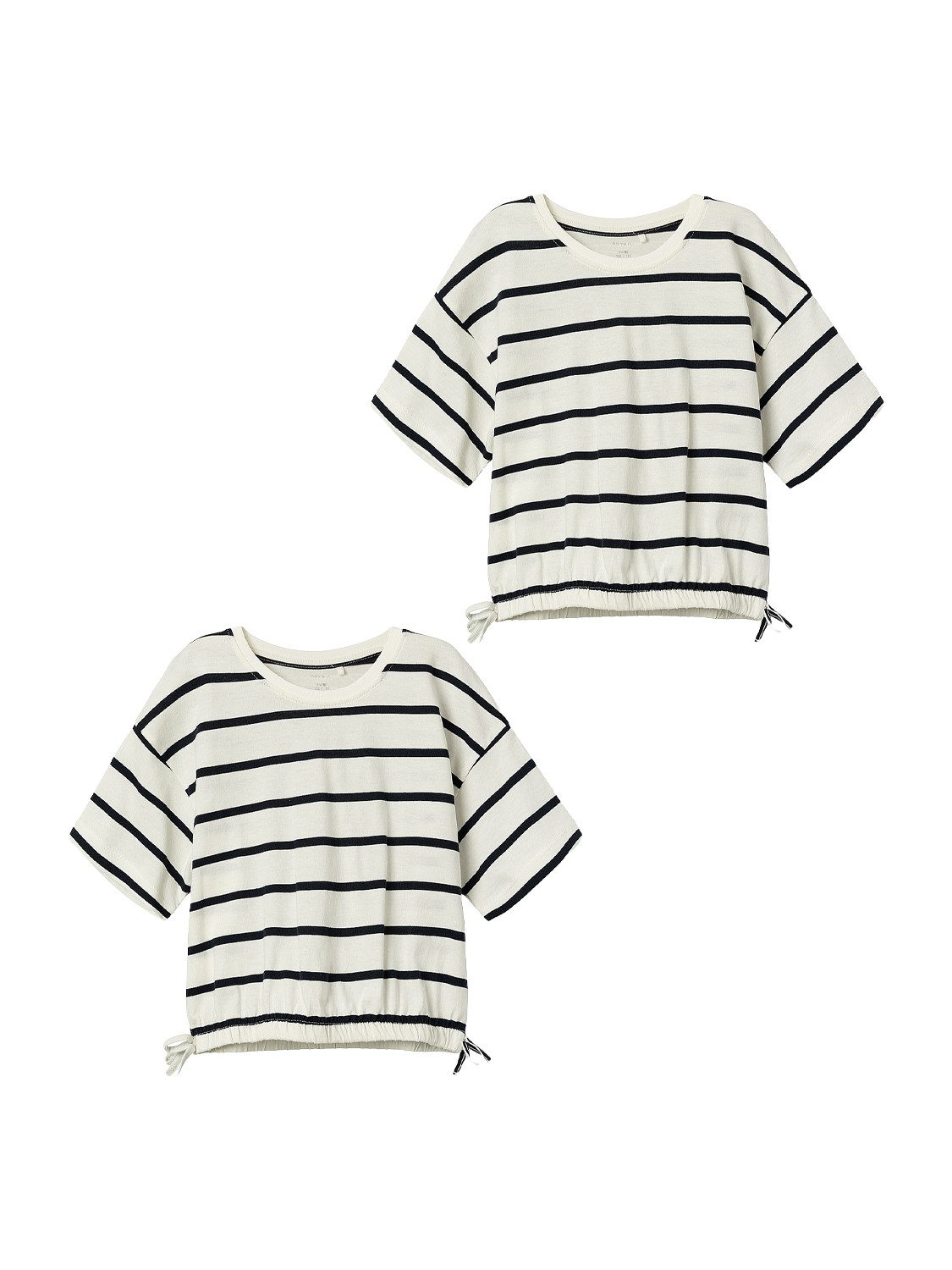 Name It T-Shirt 2er-Pack Baumwolle Rundhals verkürzt Schleifen (2-tlg) NKFFUNION SS CROPPED BOXY TOP