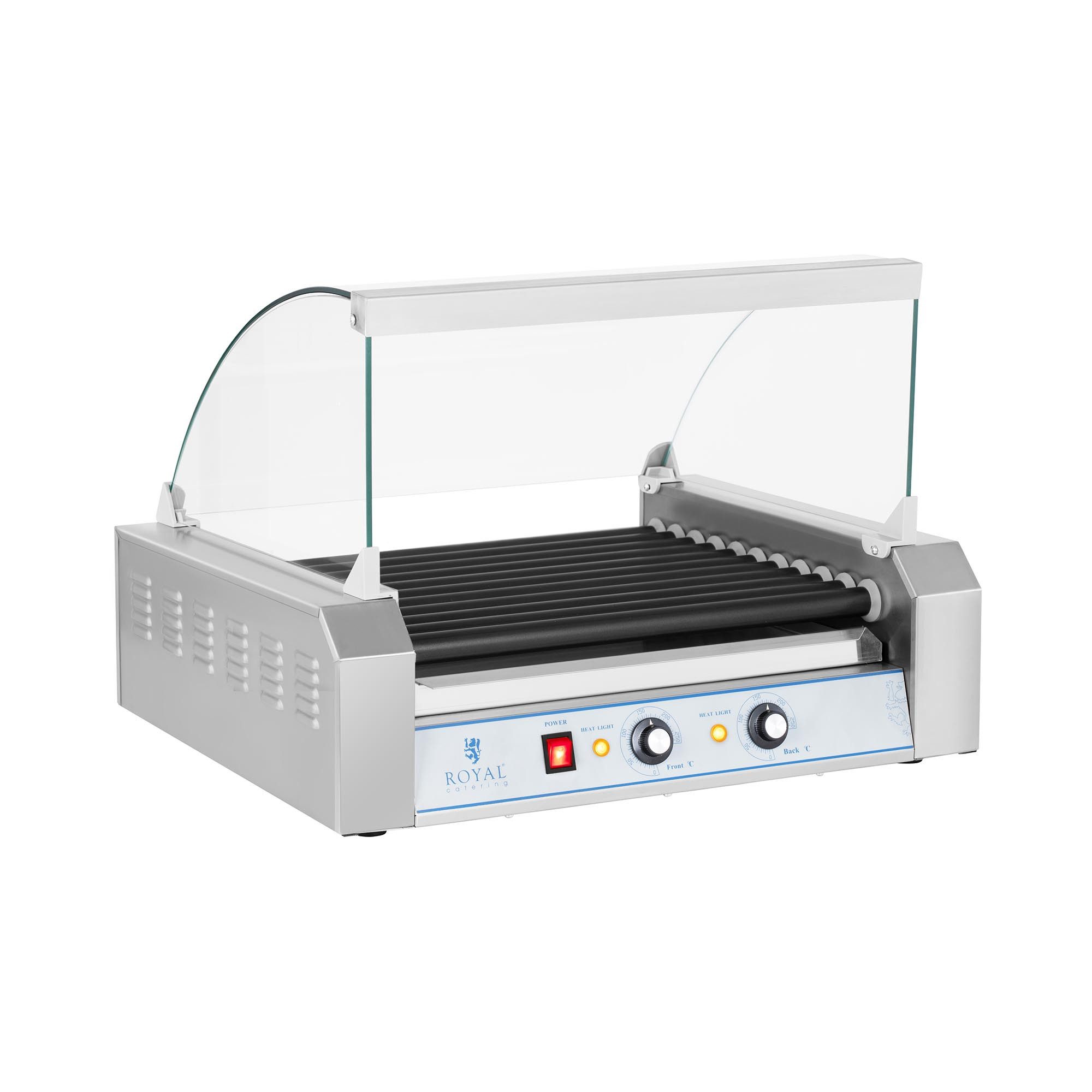 Royal Catering Elektrogrill Hot Dog Grill 11 Rollen Hot Dog Gerät Maker Rollengrill Teflon, 2200 W, verschiedene Größen