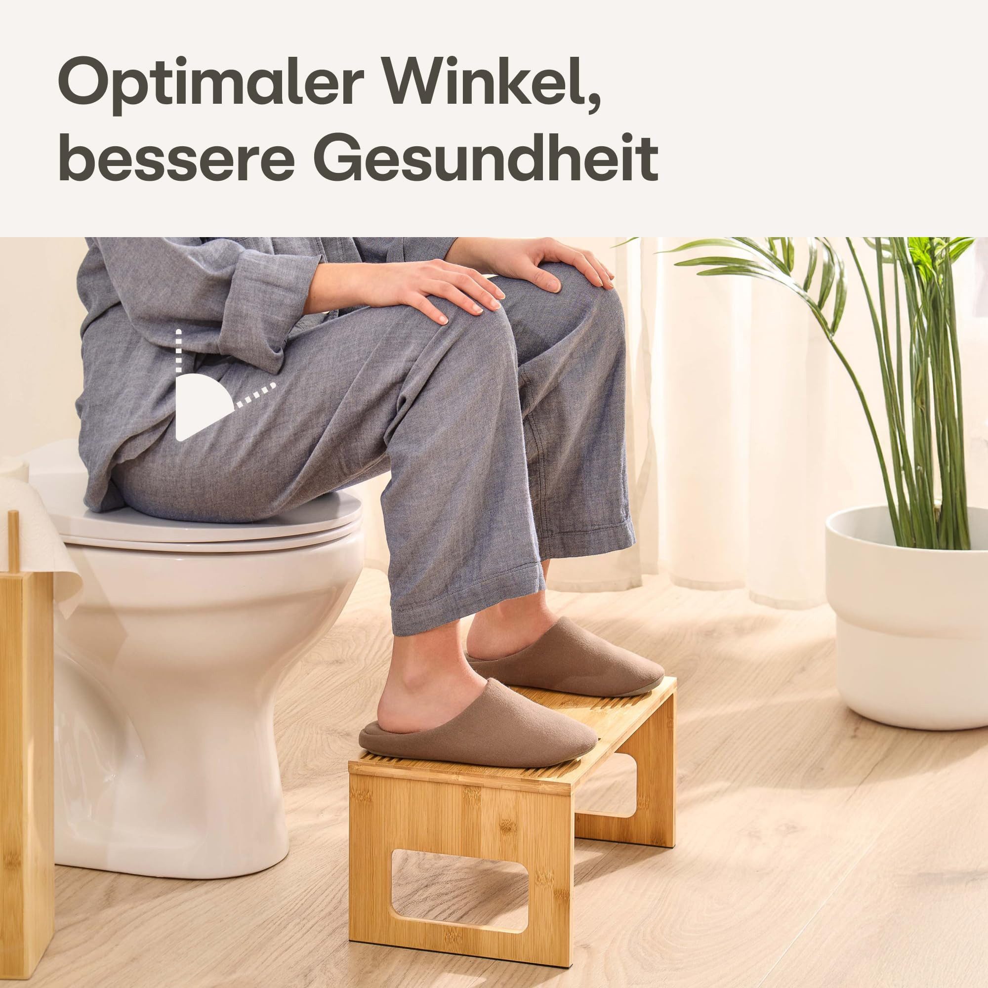 Praknu Fußhocker Toilettenhocker Bambus klappbar – WC Hocker – Klohocker Erwachsene (Einzelstück: 1x Toilettenhocker aus Bambus, klappbar), Natürliche Sitzhaltu – Bild 2 von 5