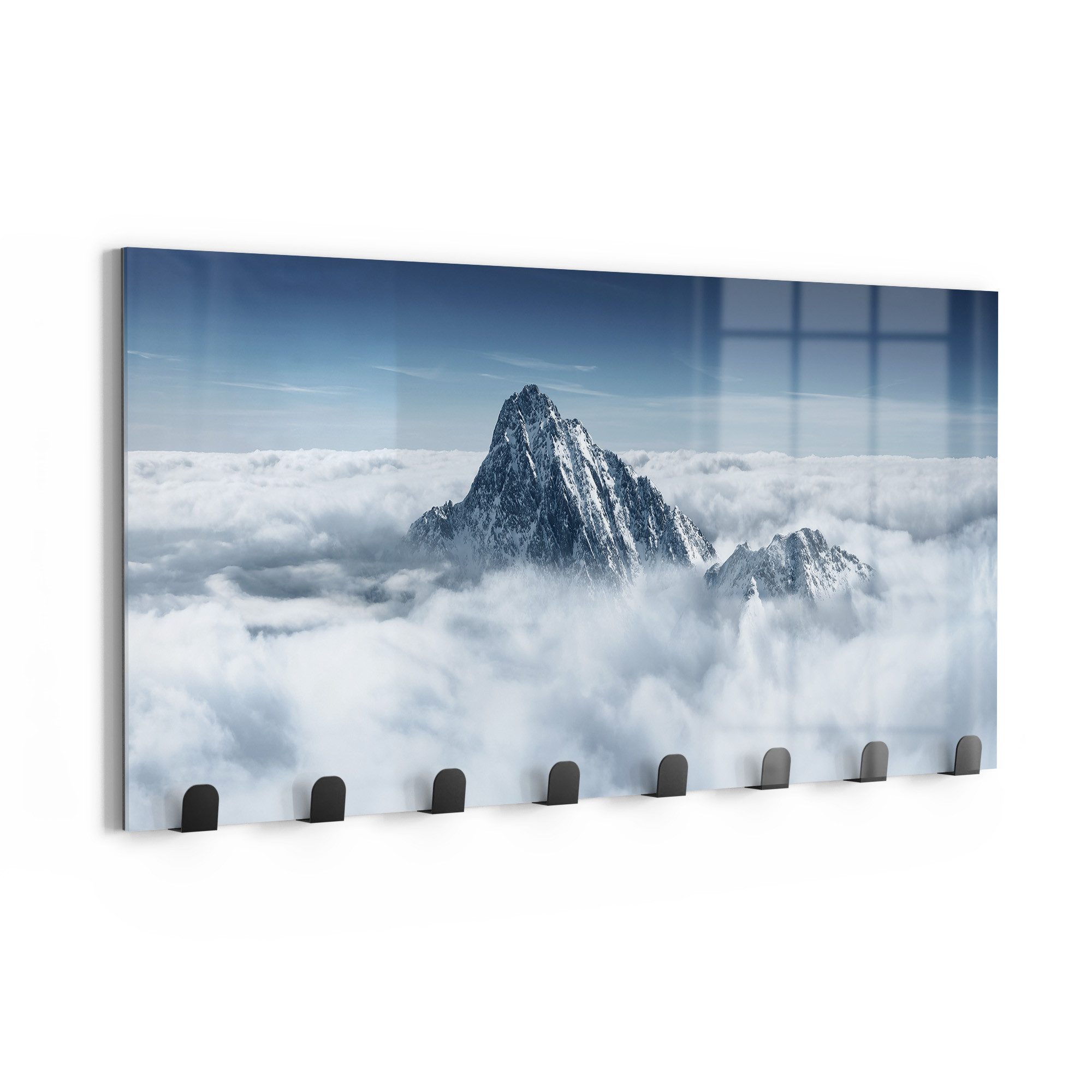 DEQORI Kleiderhaken 'Himmlische Gipfel', Glas Garderobe Paneel magnetisch beschreibbar