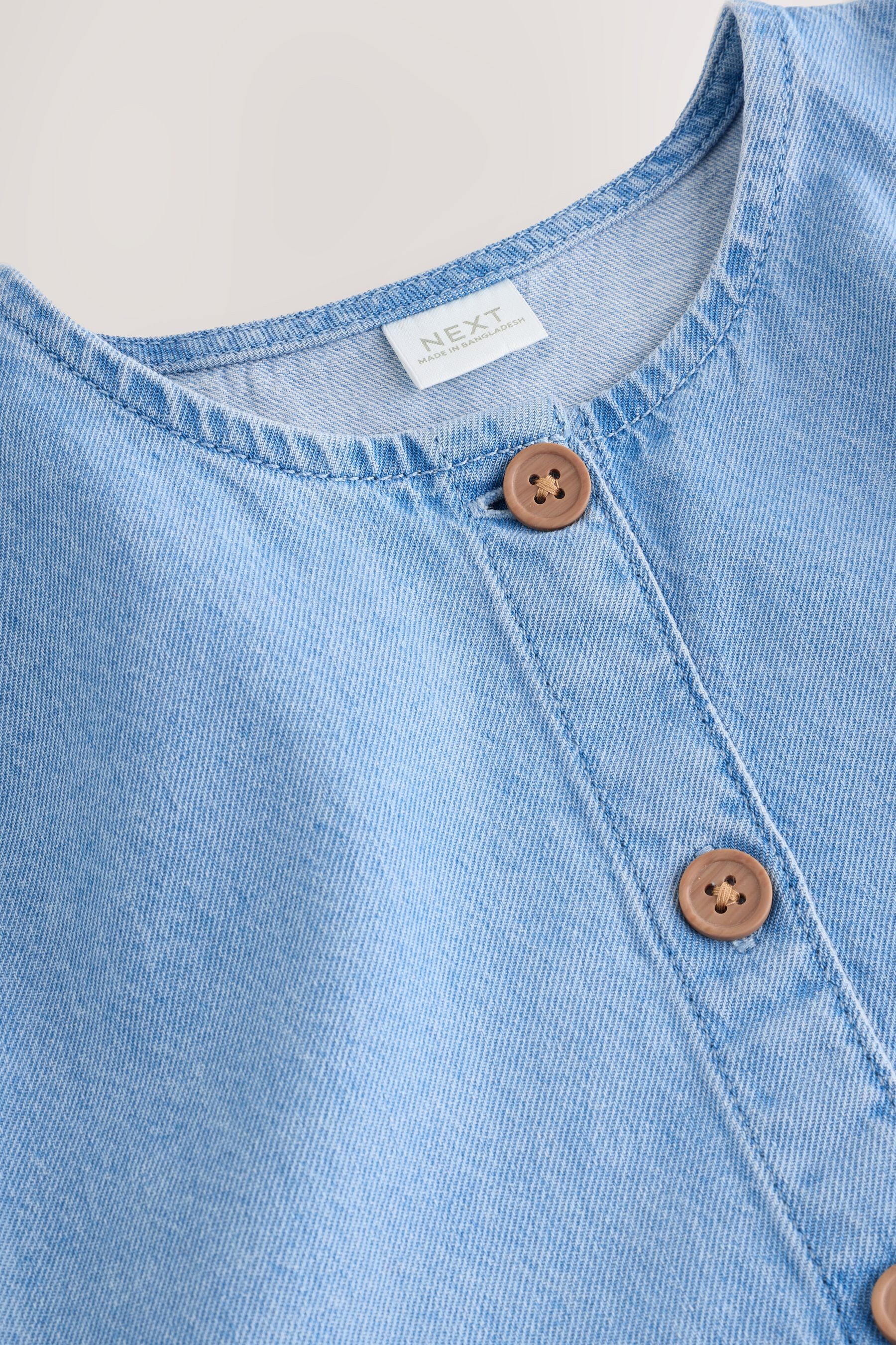 Next Jeanskleid Kurzärmeliges, durchgeknöpftes Denim-Kleid (1-tlg)