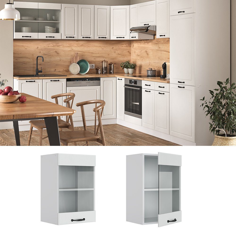 Vicco Glashängeschrank R-Line, Weiß Landhaus/Weiß, 40 günstig online kaufen
