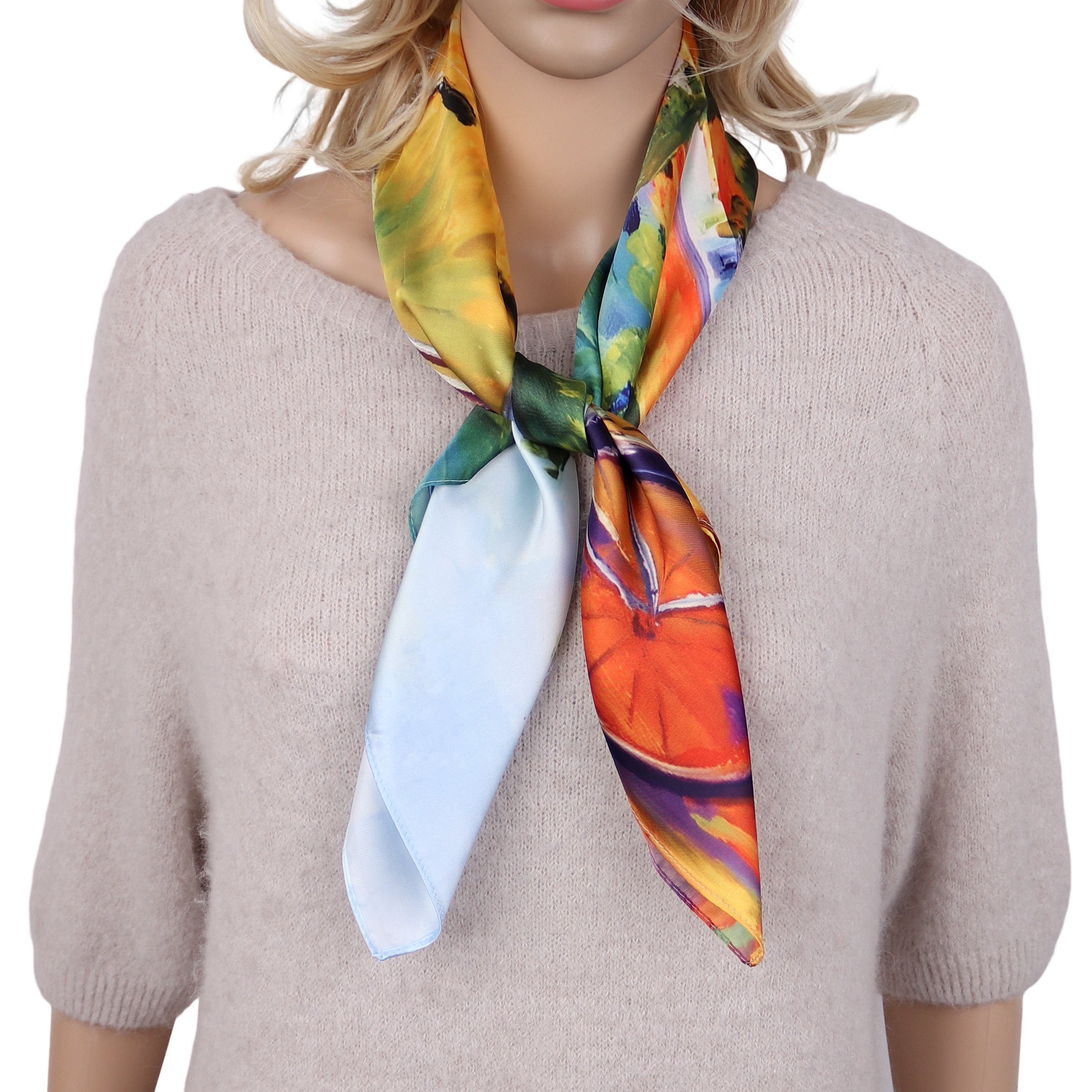 MIRROSI Nickituch Vierecktuch ca. 70x70 cm aus 100% Viskose, Damen Halstuch deal für Frühling,Sommer, Herbst