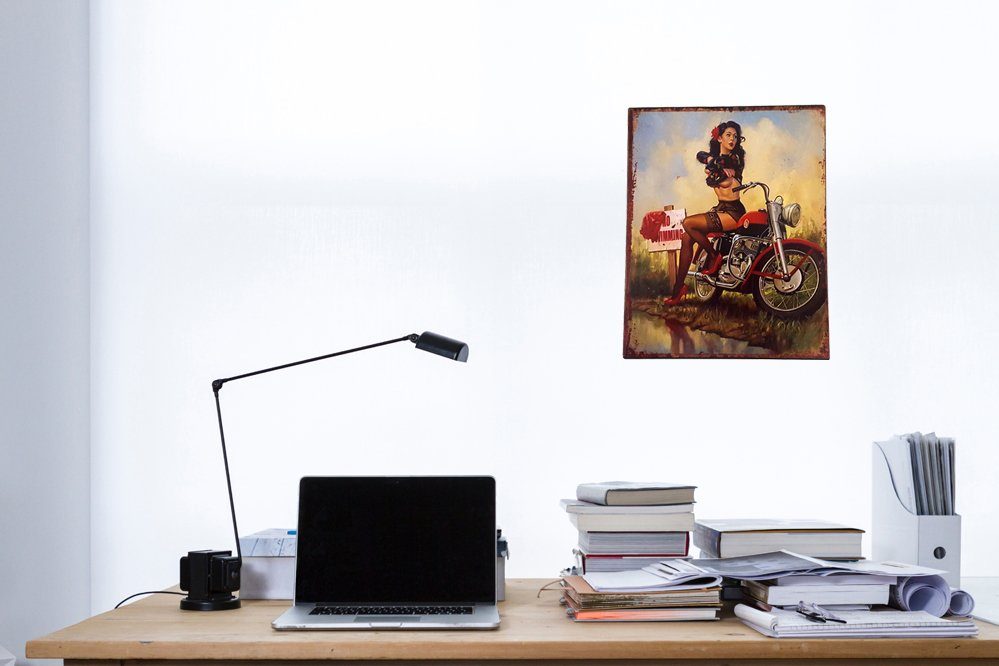 LB H&F Lilienburg Metallbild Blechschild Retro Motorrad Blech Metallschild günstig online kaufen