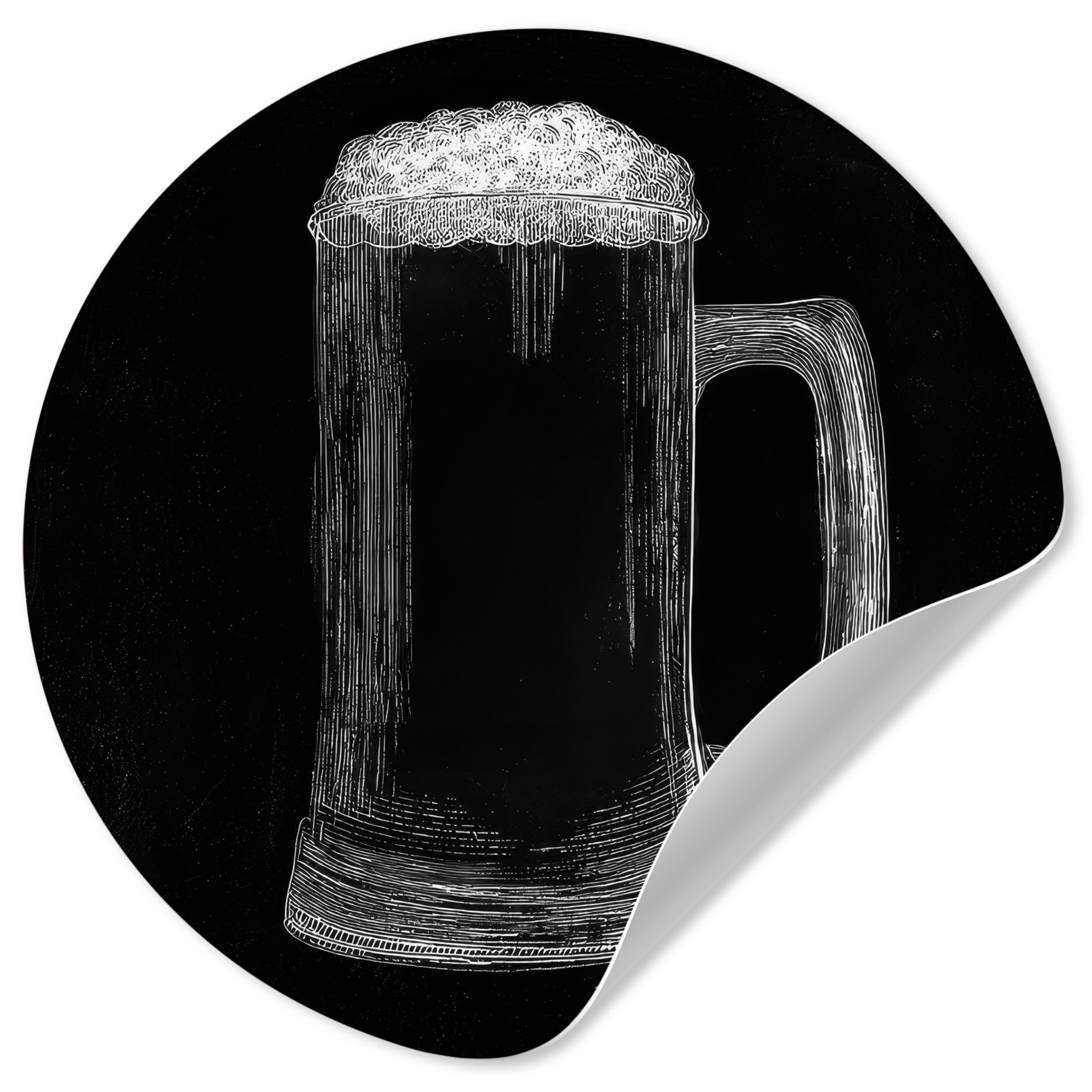 MuchoWow Wandsticker Bierkrug - Schaumstoff - Kreidezeichnung (1 St), Wandtattoo Selbstklebend, Wohnzimmer Deko Aufkleber, 30x30 cm