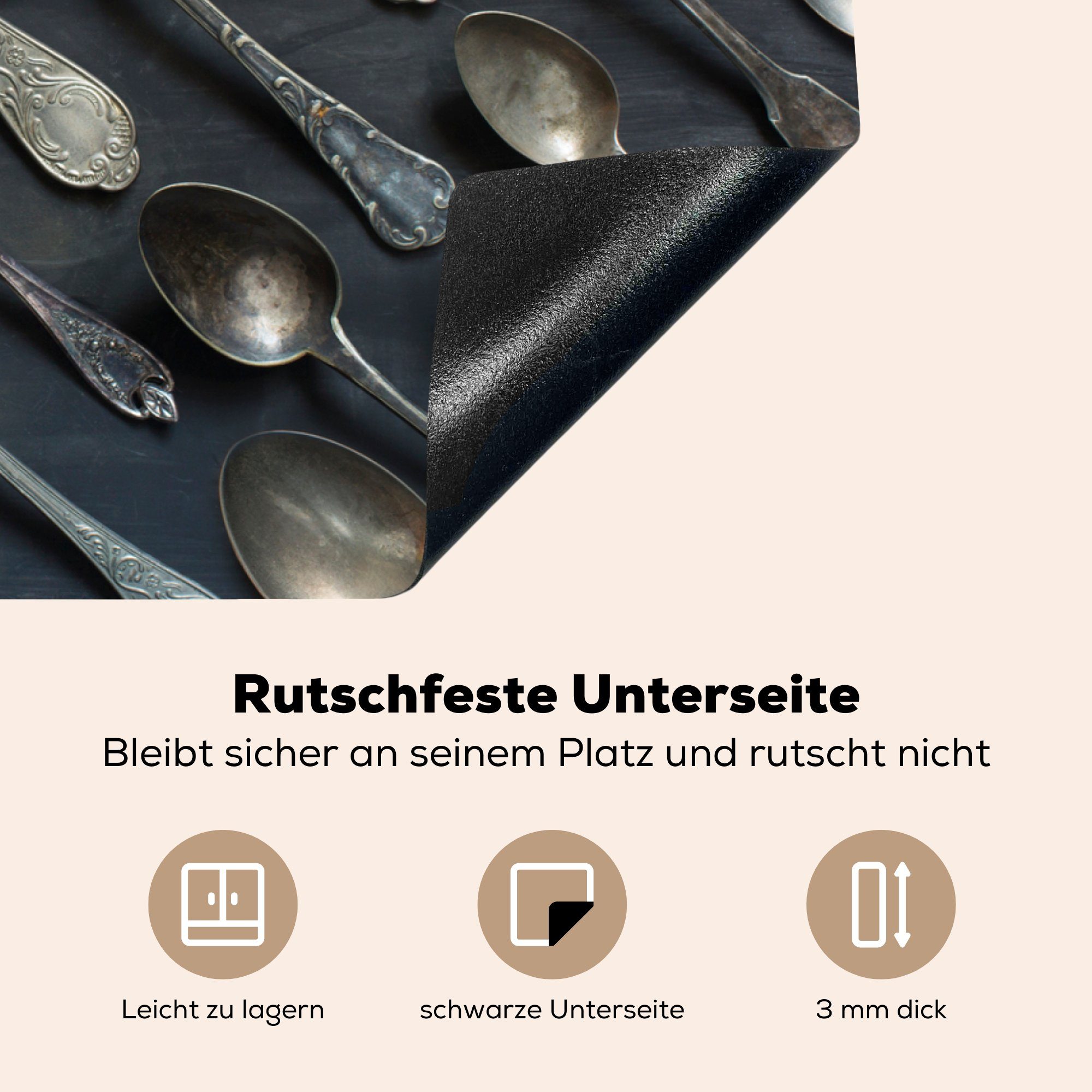 Vinyl, tlg), MuchoWow Induktionskochfeld (1 Metalllöffel, cm, Herdblende-/Abdeckplatte leere Ceranfeldabdeckung Schutz die für 71x52 küche, Alte,