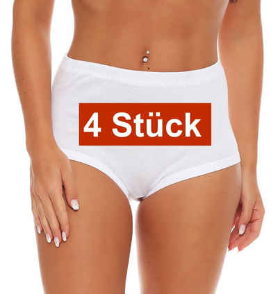 Cocain underwear Taillenslip Damen Slip weiss oder geblümt Feinripp Taillenslip (Packung, 4-St., 4er Packung) kochfest - trocknergeeignet