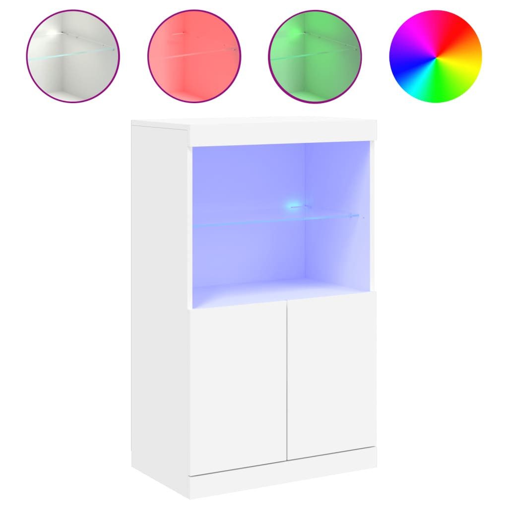 vidaXL Sideboard NA Sideboard mit LED Leuchten Weiß 60,5x37x100 cm Glas Vitrine