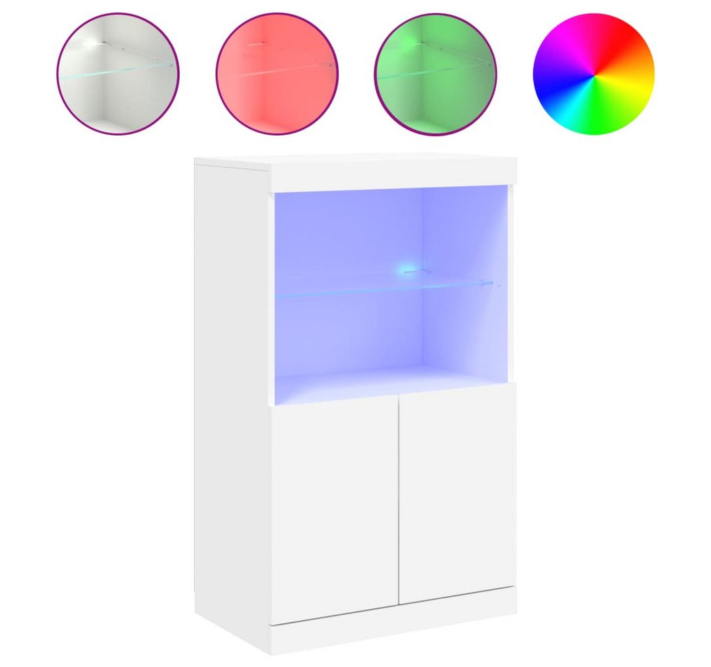 vidaXL Sideboard NA Sideboard mit LED Leuchten Weiß 60,5x37x100 cm Glas Vitrine