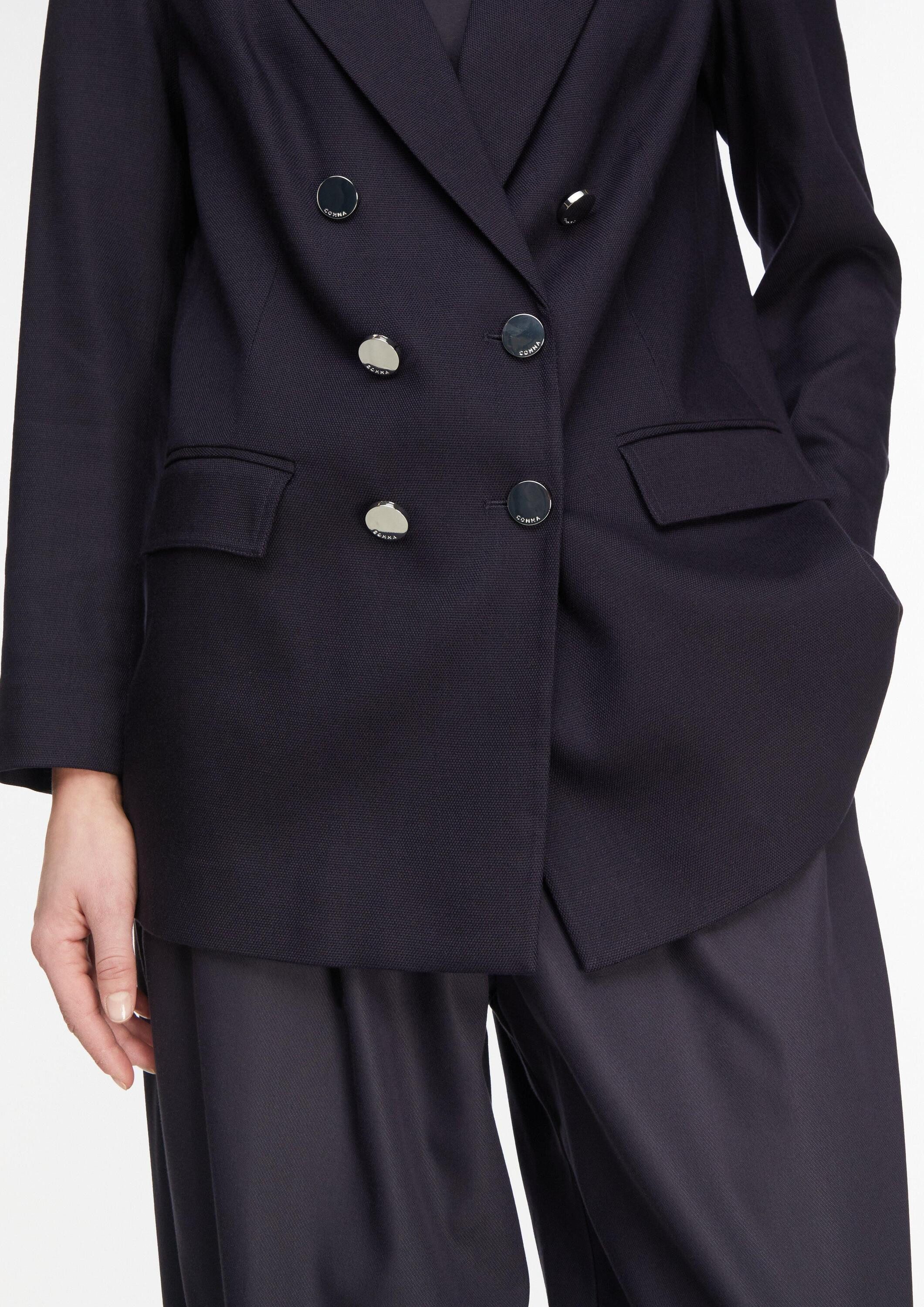 comma Jackenblazer Indoor-Blazer Doppelreihiger Blazer aus Viskosemix mit Piqué-Struktur