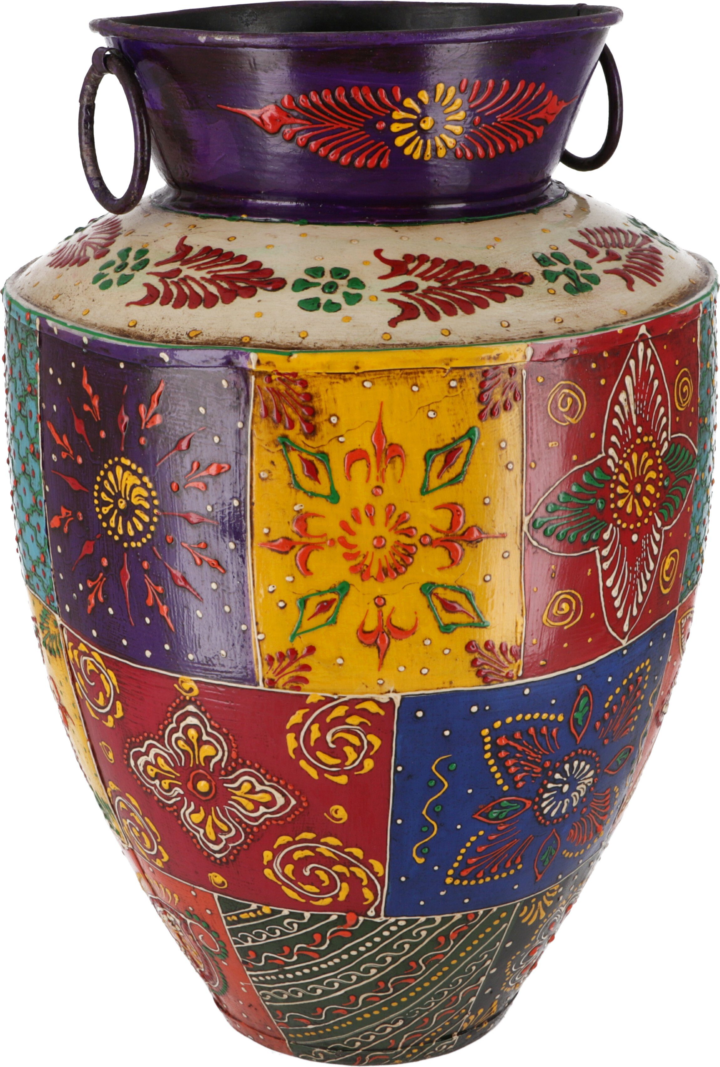 Dekovase Vintage Metall 37cm Guru-Shop handbemalt.. Krug Größe Vase, Rajasthan,