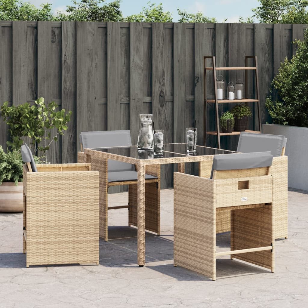 vidaXL Gartenstuhl Gartenstühle mit Kissen 4 Stk. Beigemischung Poly Rattan (4 St)