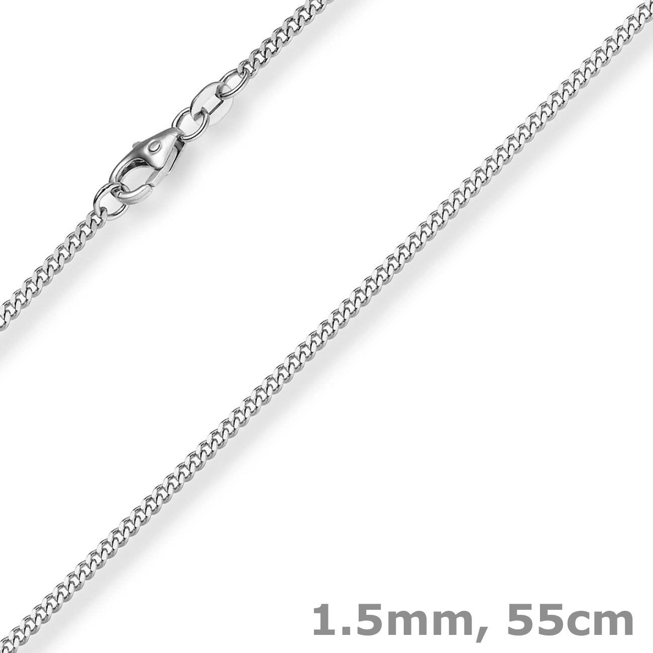 Schmuck Krone Goldkette 1,5mm Panzerkette Collier 585 Gold Weißgold 55cm, Gold 585