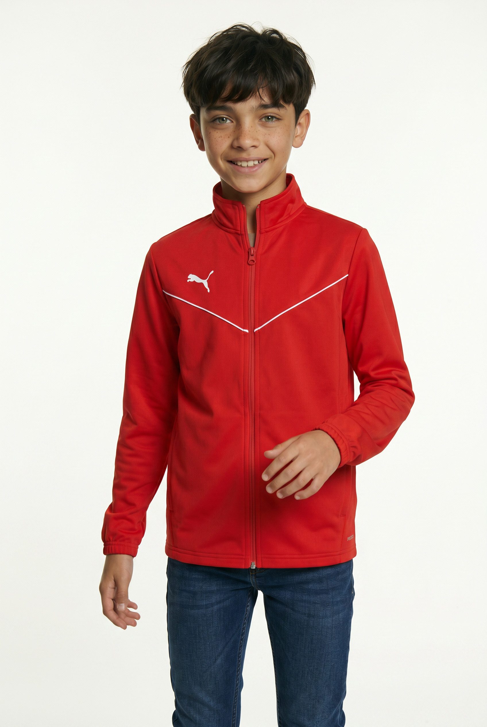 PUMA Trainingsjacke TEAMRISE TRAINING POLY JACKET JR für Jugendliche, mit Reißverschluss, DryCELL Technologie