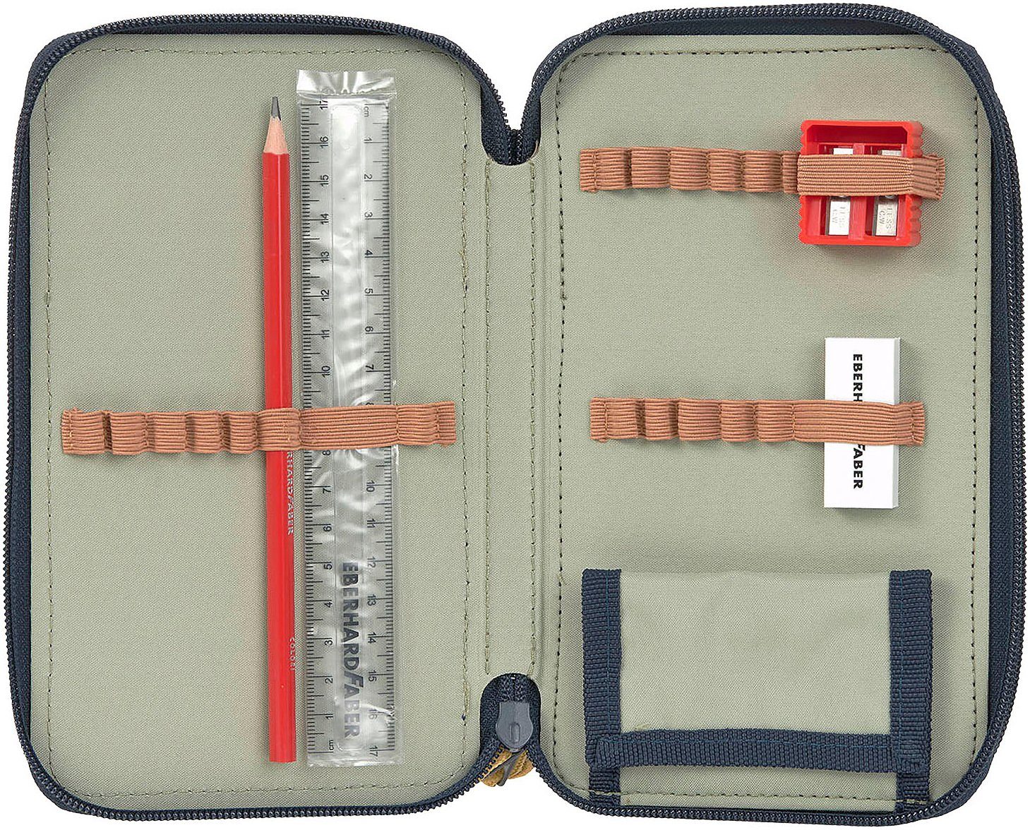 LÄSSIG Federmäppchen Unique Triple, Ocean Edition, dark blue, Dreifach Mäppchen, aus recycelten PET-Flaschen