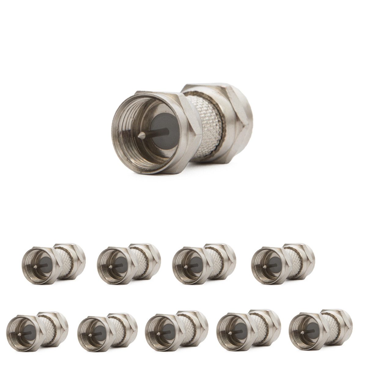 10x F-Stecker Adapter F-Doppelstecker SAT Kabel Verbinder Männlich Modulkabel