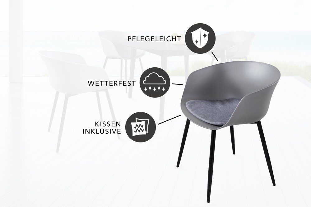 riess-ambiente Gartenstuhl DESIGNO grau / schwarz (Einzelartikel, 1 St), Esszimmer · Kunststoff · Metall · mit Armlehne · Balkon · Outdoor. Reduzierter Preis € 49,95. Unverbindliche Preisempfehlung € 139,00