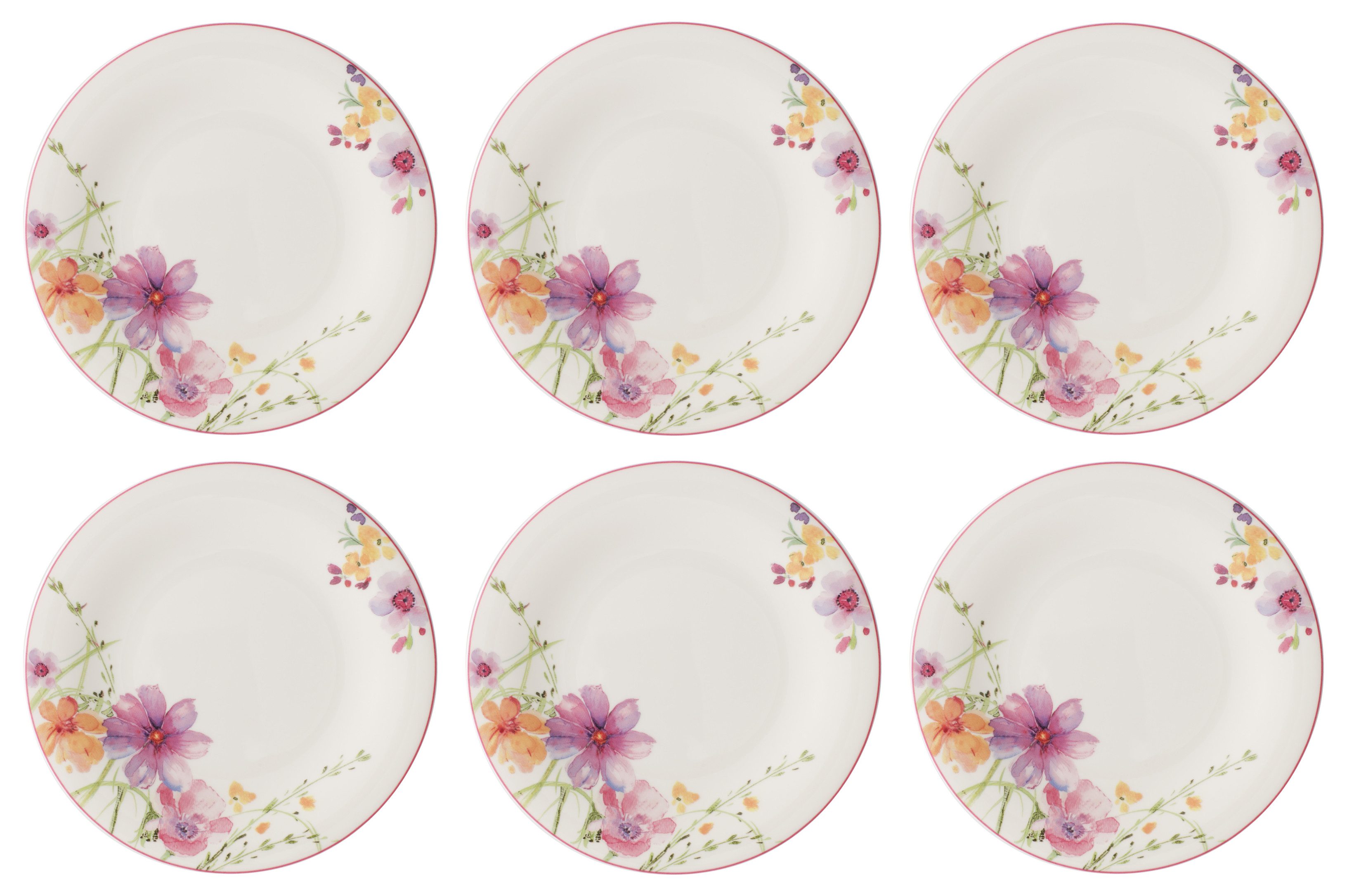 Villeroy & Boch Frühstücksteller Mariefleur Basic, Spülmaschinengeeignet, Mehrfarbig, Motiv: Blumen