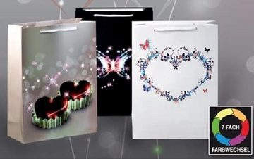 Luna24 simply great ideas... Geschenkpapier LED Geschenktaschen Herzen 3er Set Gross, Geschenktüten, Geschenktasche mit Beleuchtung