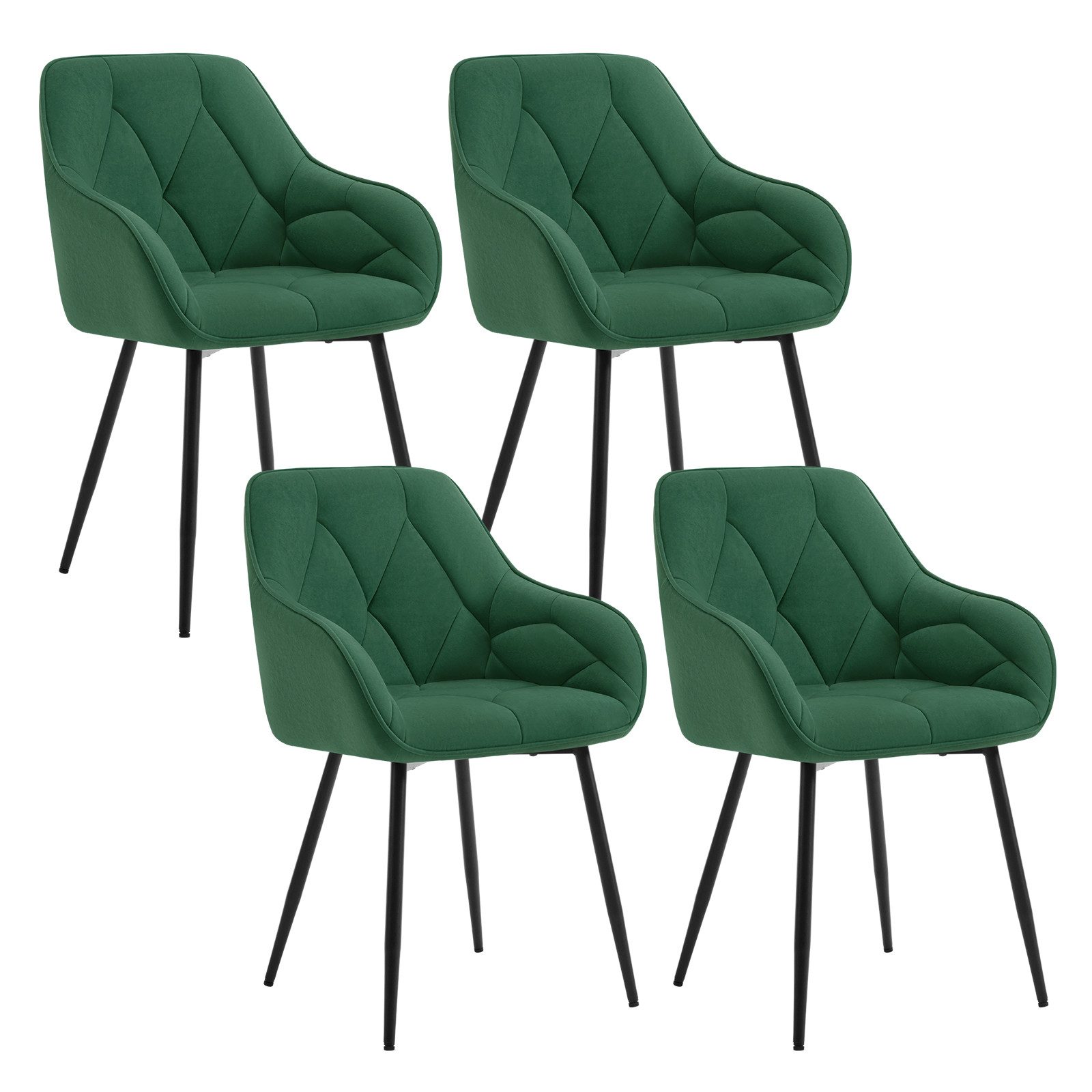 Woltu 4-Fußstuhl (Set, 4 St), Esszimmerstühle ergonomischer aus Samt
