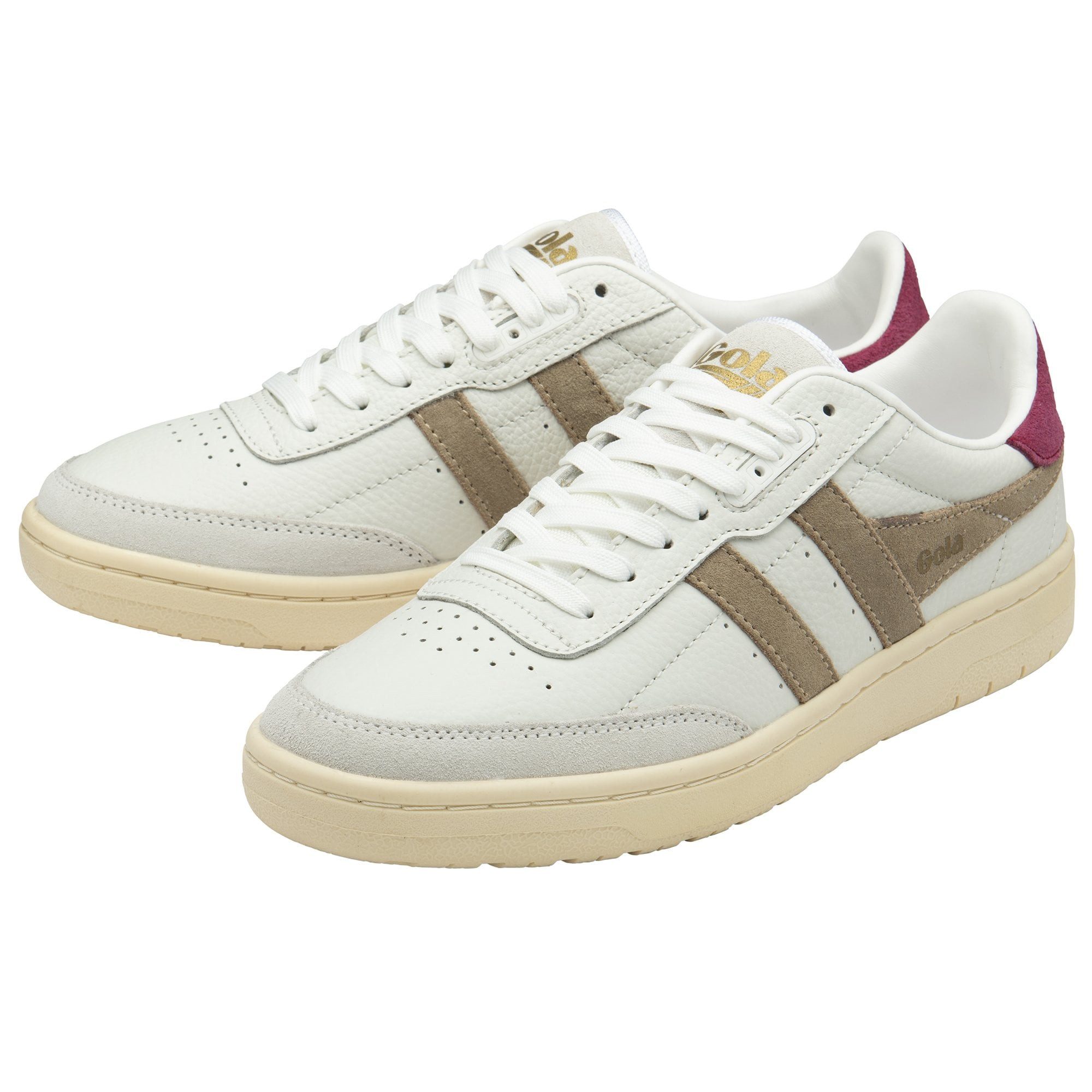 Falcon Leder 2025 weiss/braun/kirschrot Damen Sneaker