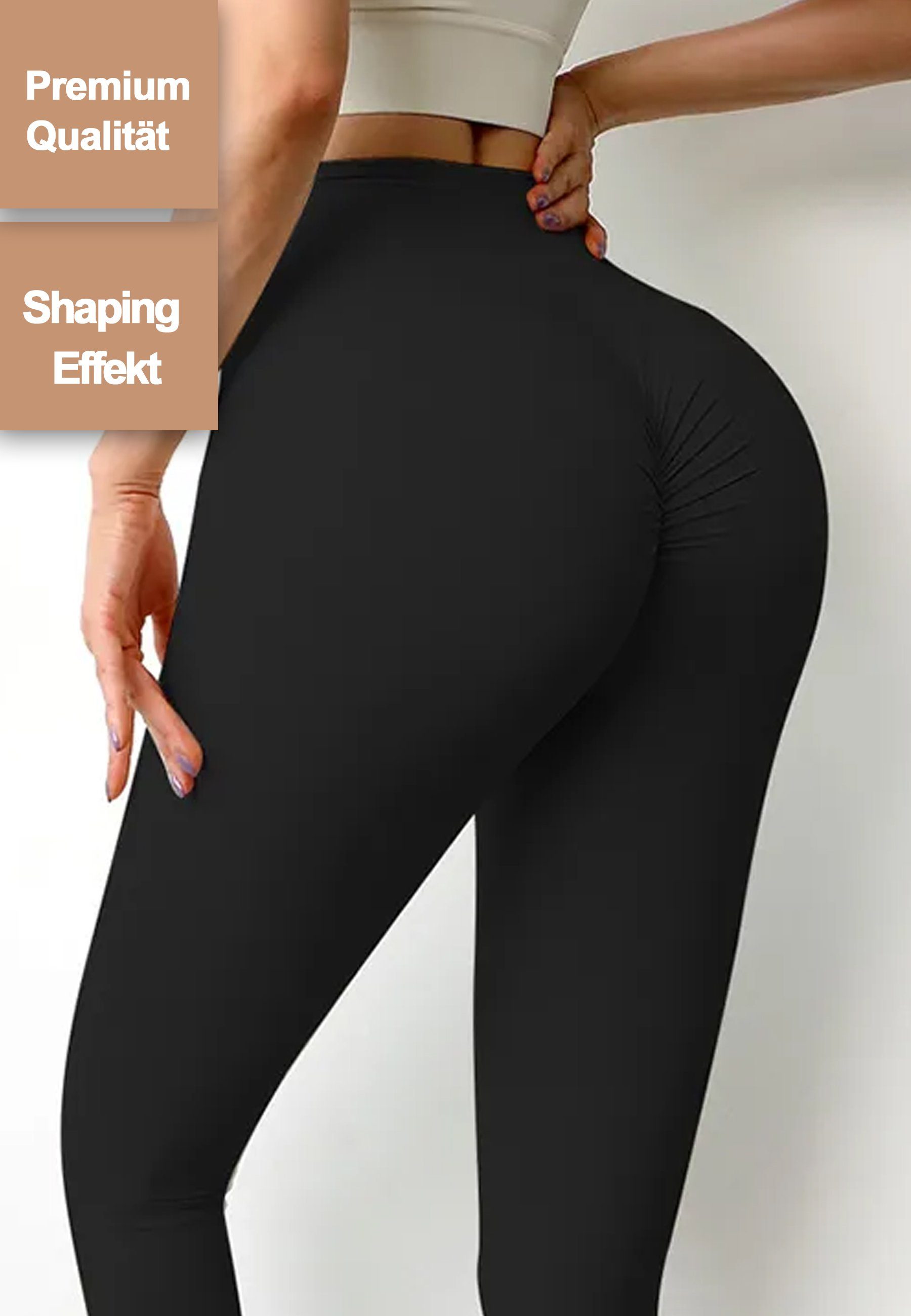 #1 Topseller Leggings Shaping Effekt für einen knackigen & sexy Po Schwarz | Leggings