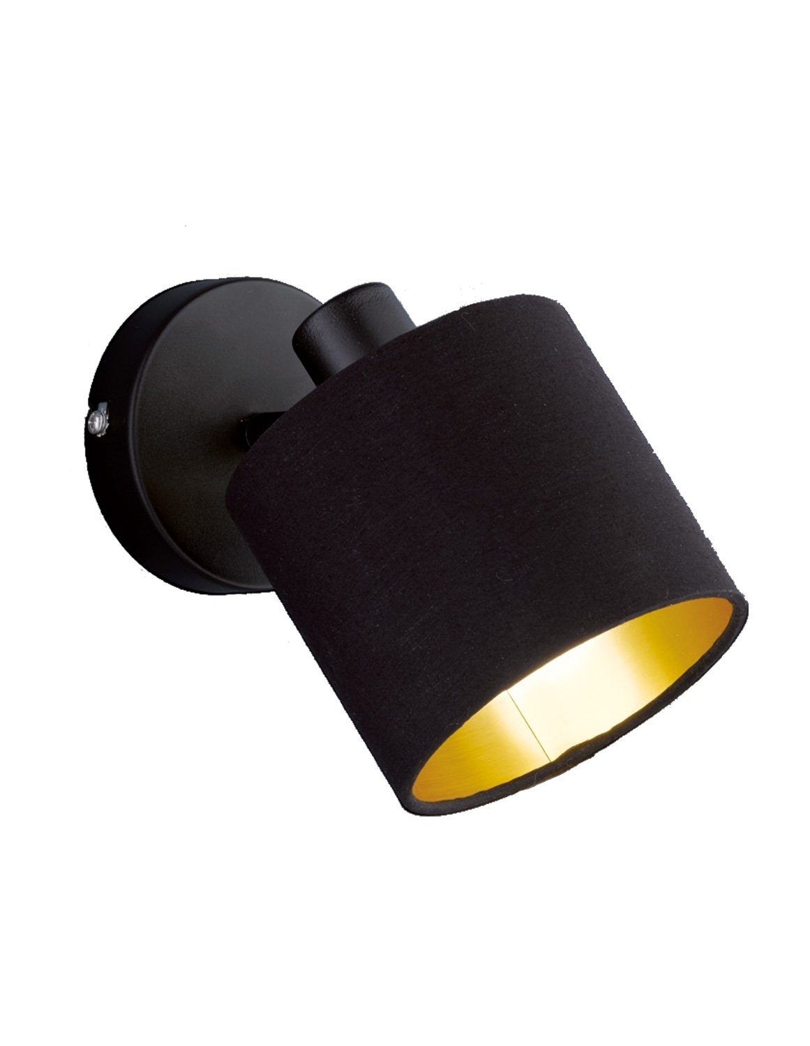 TRIO Leuchten Deckenstrahler schwenkbar, Optik, mit Deckenspot Innenseite 1-flammiger in goldfarbener ohne Leuchtmittel, Tommy, (E14) schwarz-gold Stoffschirm Spot