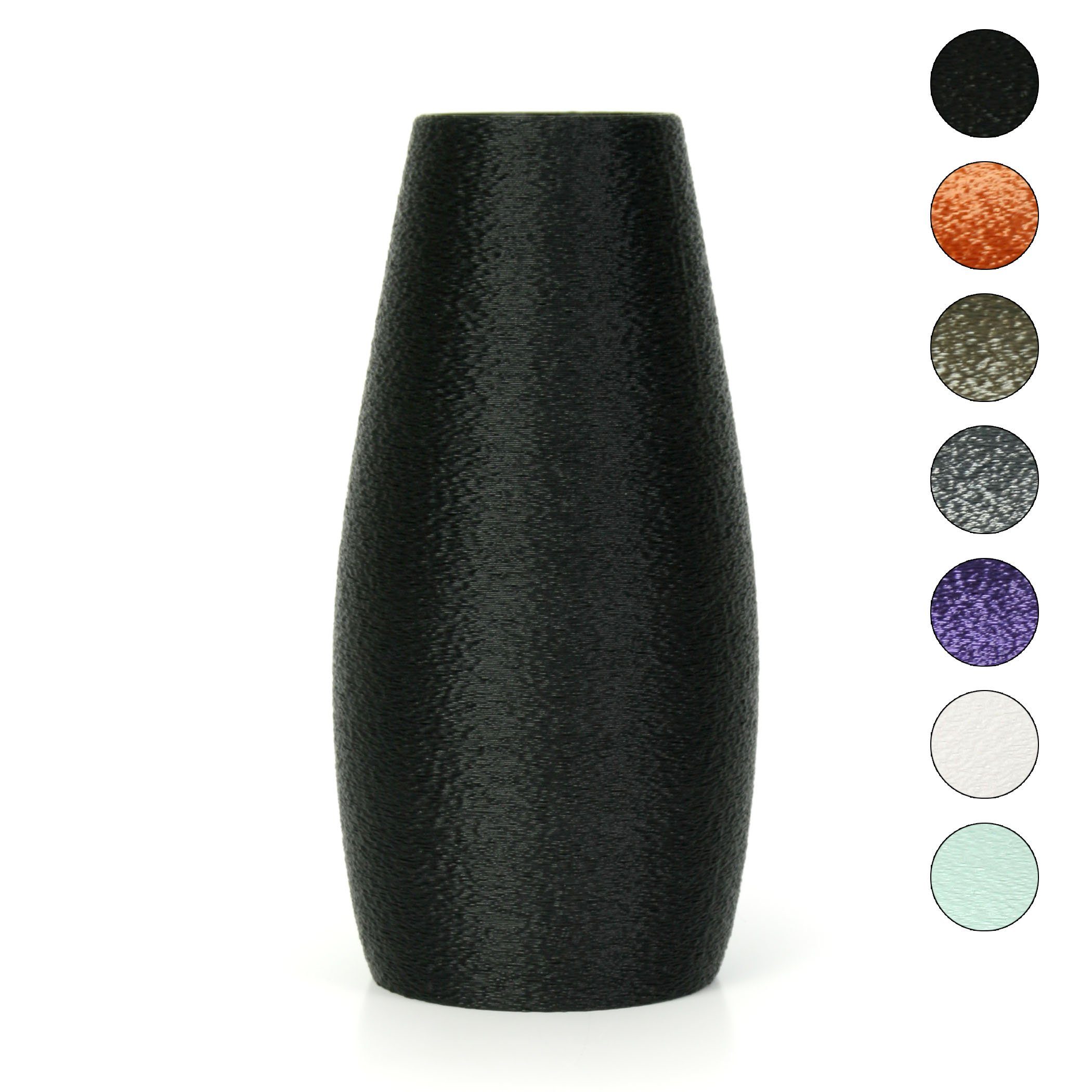Kreative Feder Dekovase Designer Vase – Dekorative Blumenvase aus Bio-Kunststoff, aus nachwachsenden Rohstoffen; wasserdicht & bruchsicher Black
