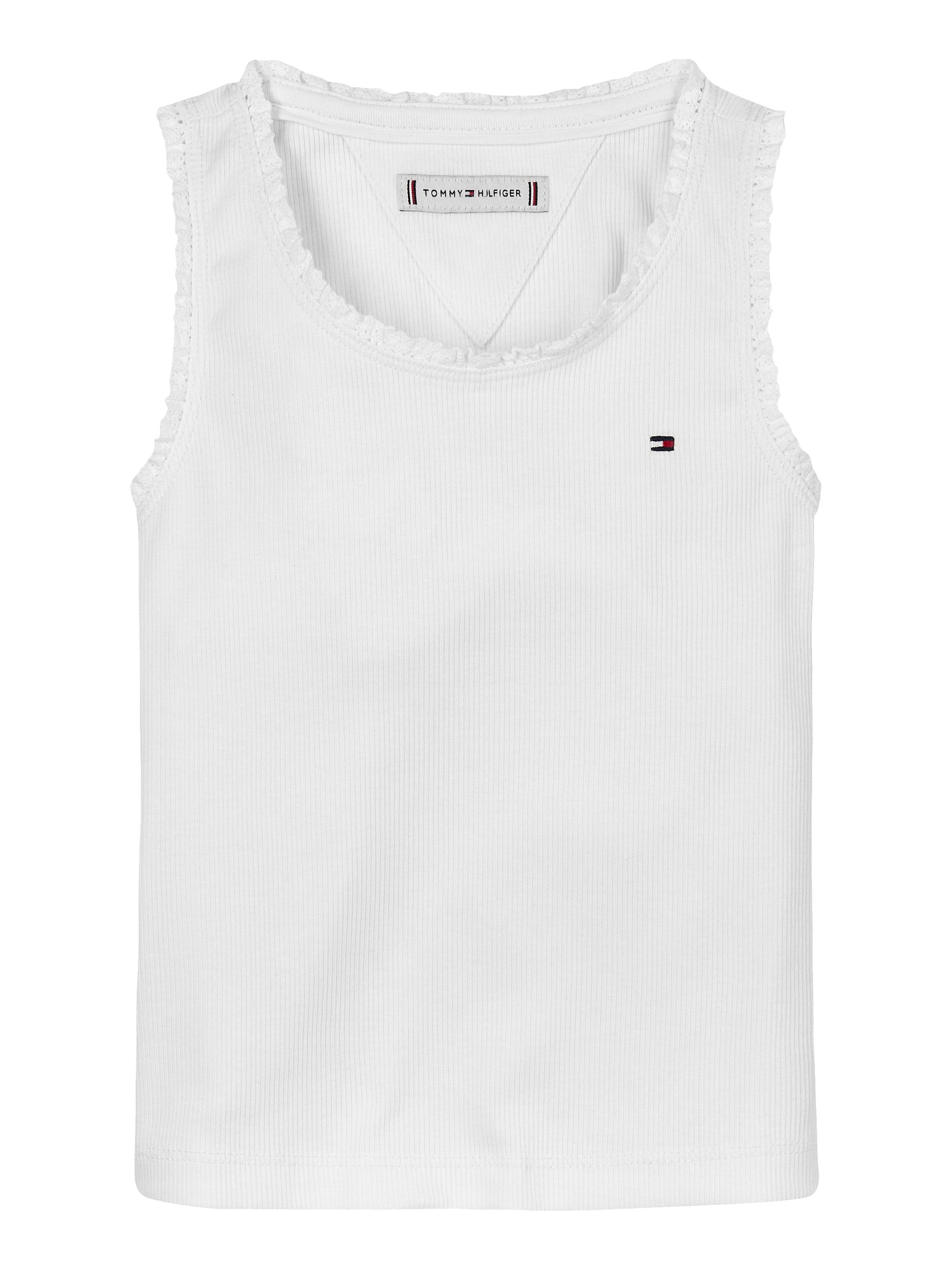 Tommy Hilfiger Tanktop ESSENTIAL RIB LACE TANK TOP mit Spitze, mit Logostickerei