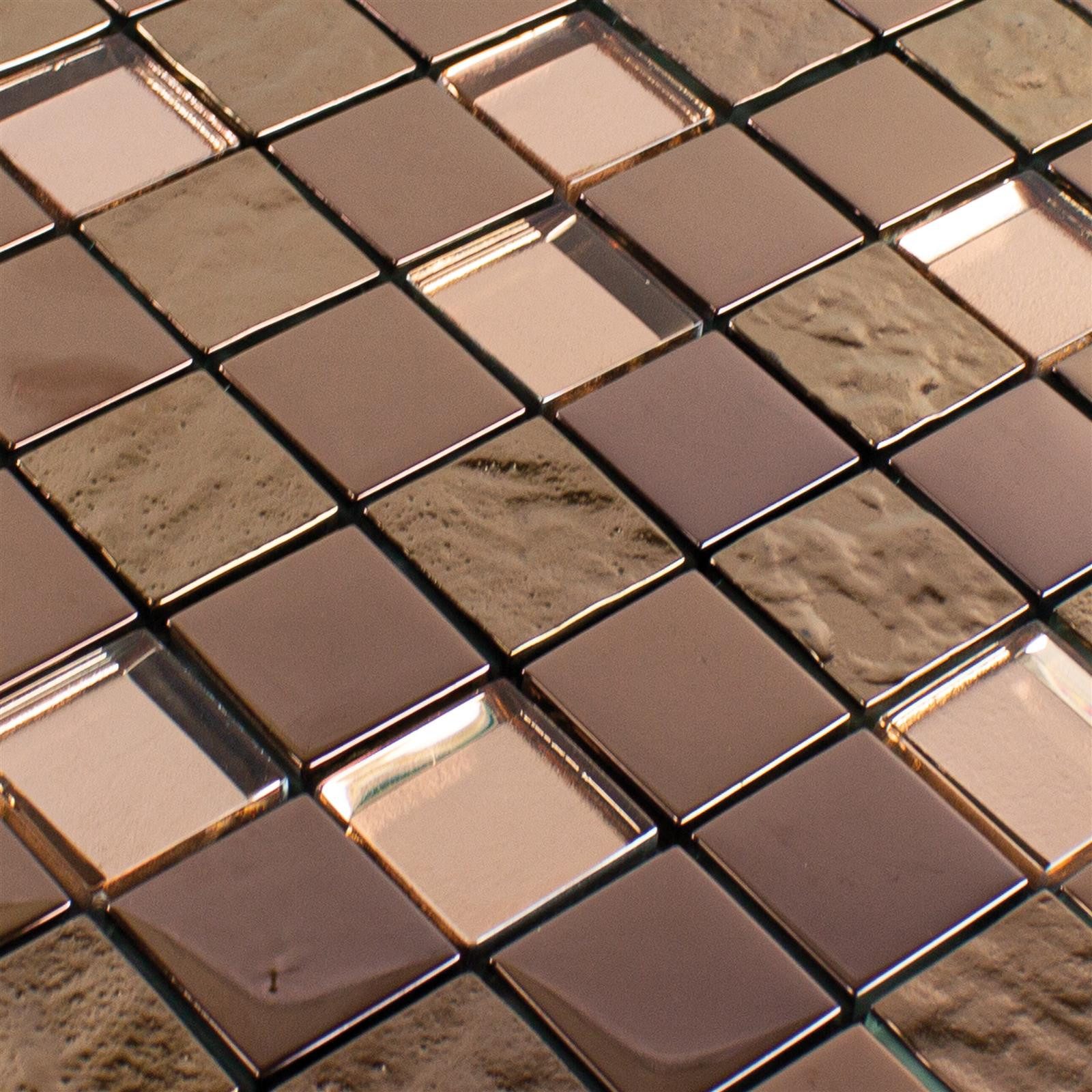 Mosafil Mosaikfliesen Glasmosaik Fliesen Midland, Glas 30.000x30.000, kupfer, Verlegefertig auf ein Netz geklebt