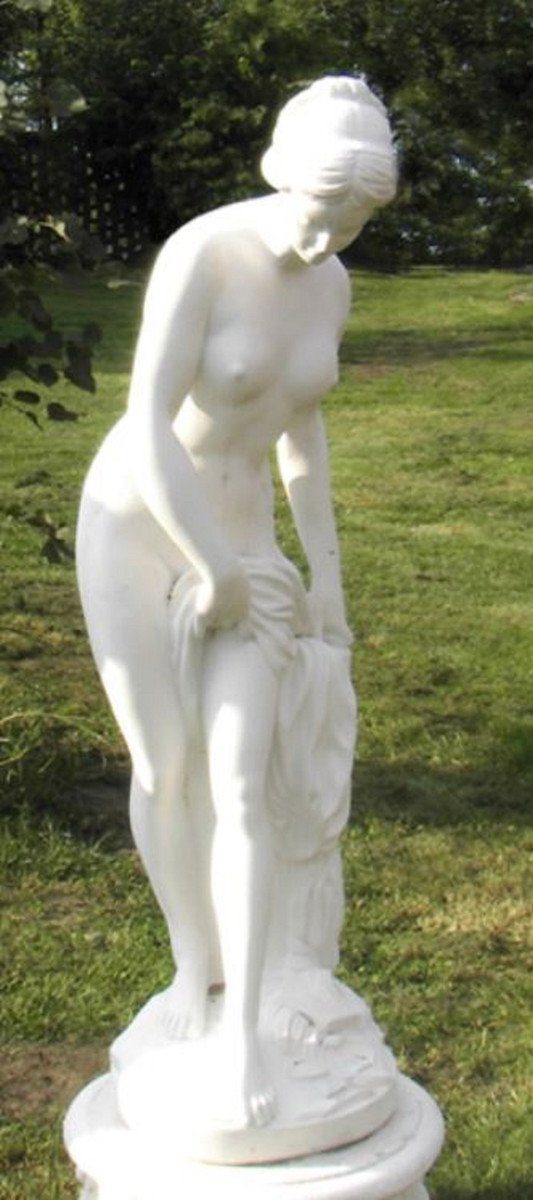 Skulptur Jugendstil Gartendeko Skulptur Weiß H. 120 cm - Garten Deko Figur - Garten & Terrassen Deko Accessoires