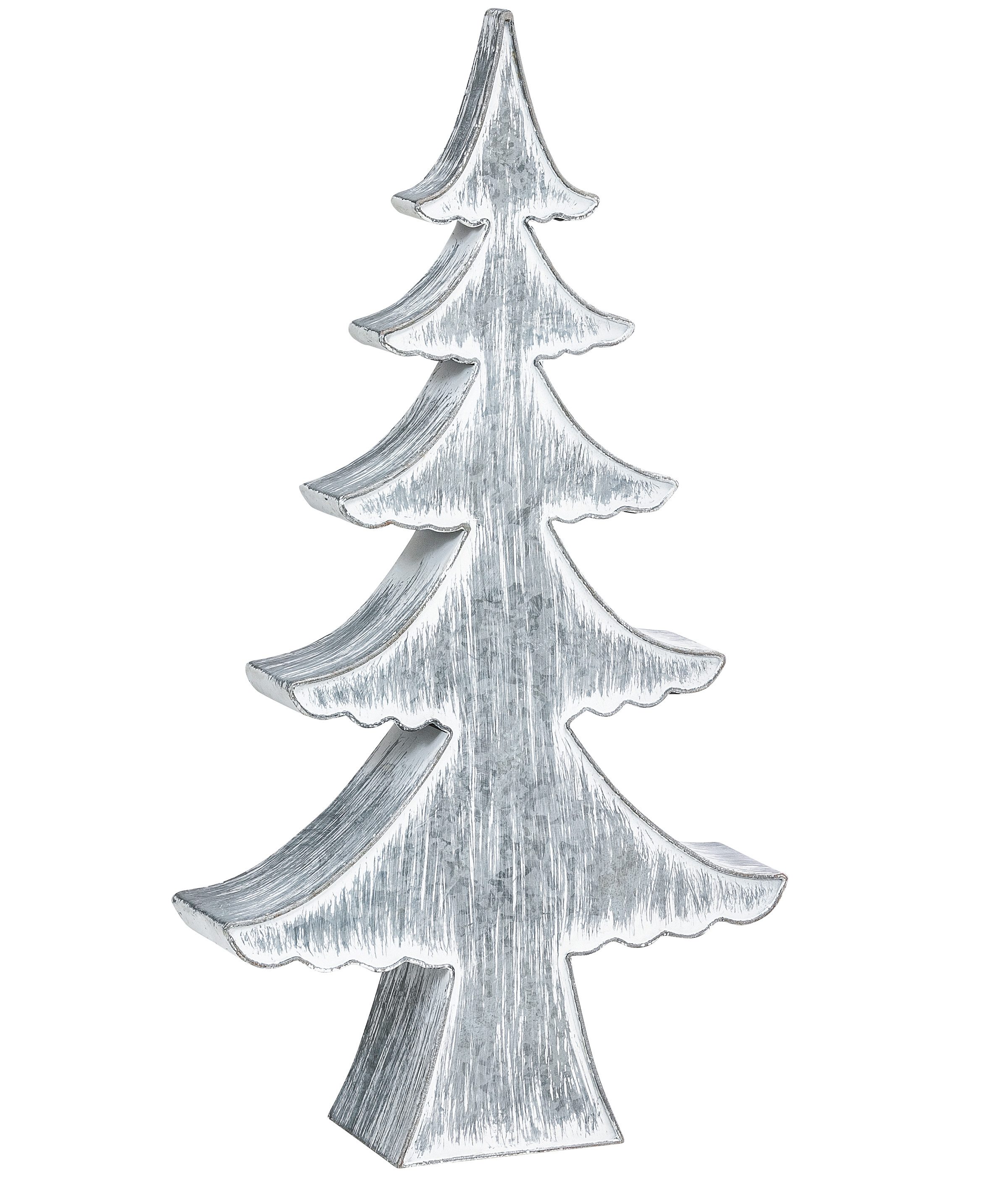 Dehner Weihnachtsfigur Deko Weihnachtsbaum, 56 x 30.5 x 9 cm, Metall, grau günstig online kaufen