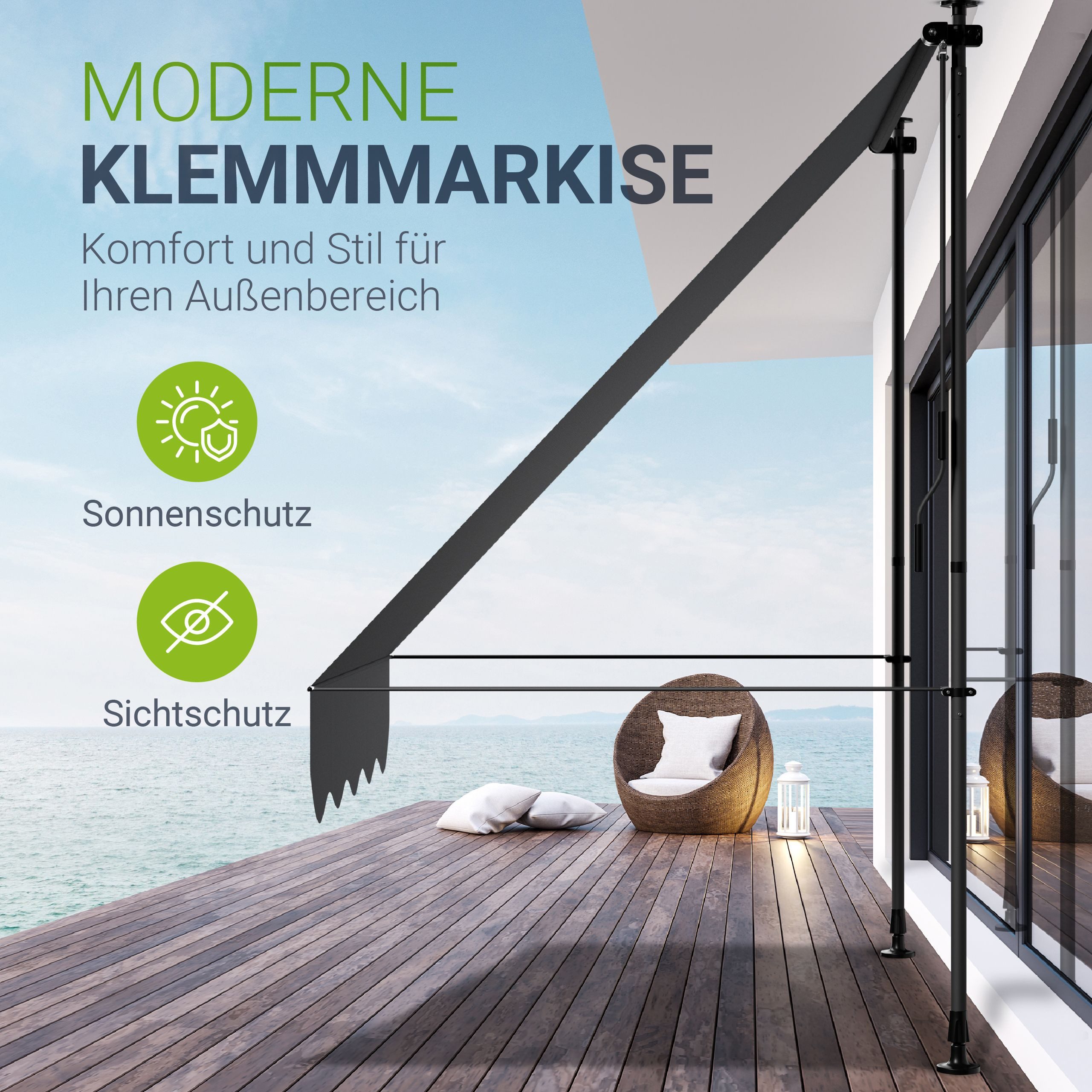 Juskys Klemmmarkise Kapstadt Montage ohne Bohren, günstig online kaufen