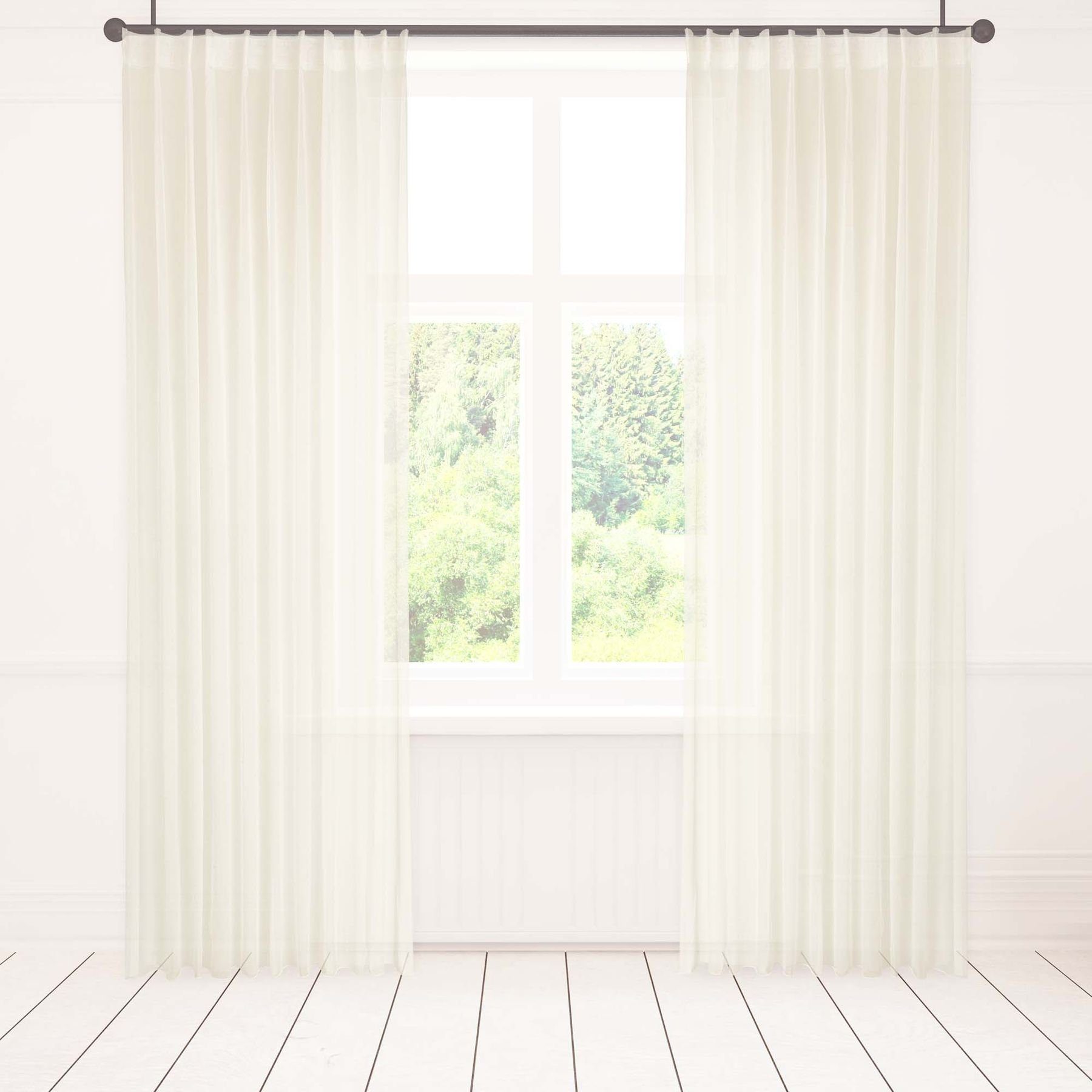 Asphald Gardine Warmweiss Voile 1:2,5 1er Faltenband 90mm (1 St), Faltenband, transparent, St.Br 200cm f.Breite 80cm