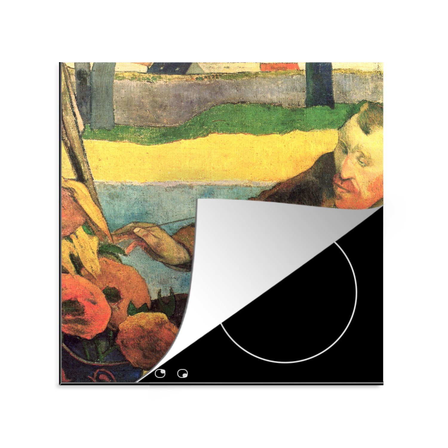 MuchoWow Herdblende-/Abdeckplatte Der Sonnenblumenmaler - Gemälde von Vincent van Gogh, Vinyl, (1 tlg), 78x78 cm, Ceranfeldabdeckung, Arbeitsplatte für küche