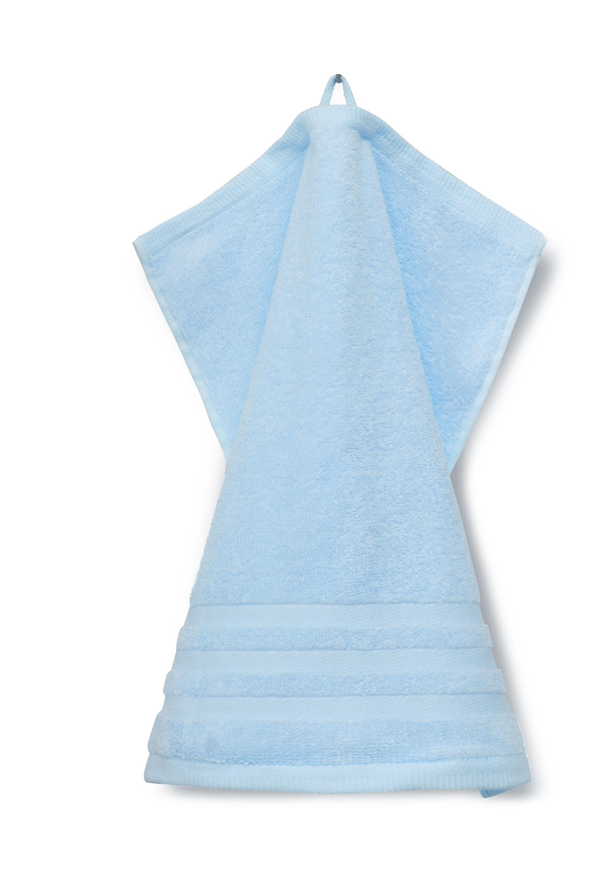 (3-tlg), Waschlappen hellblau grace mit Streifen-Bordüre attraktiver grand Aktion spa