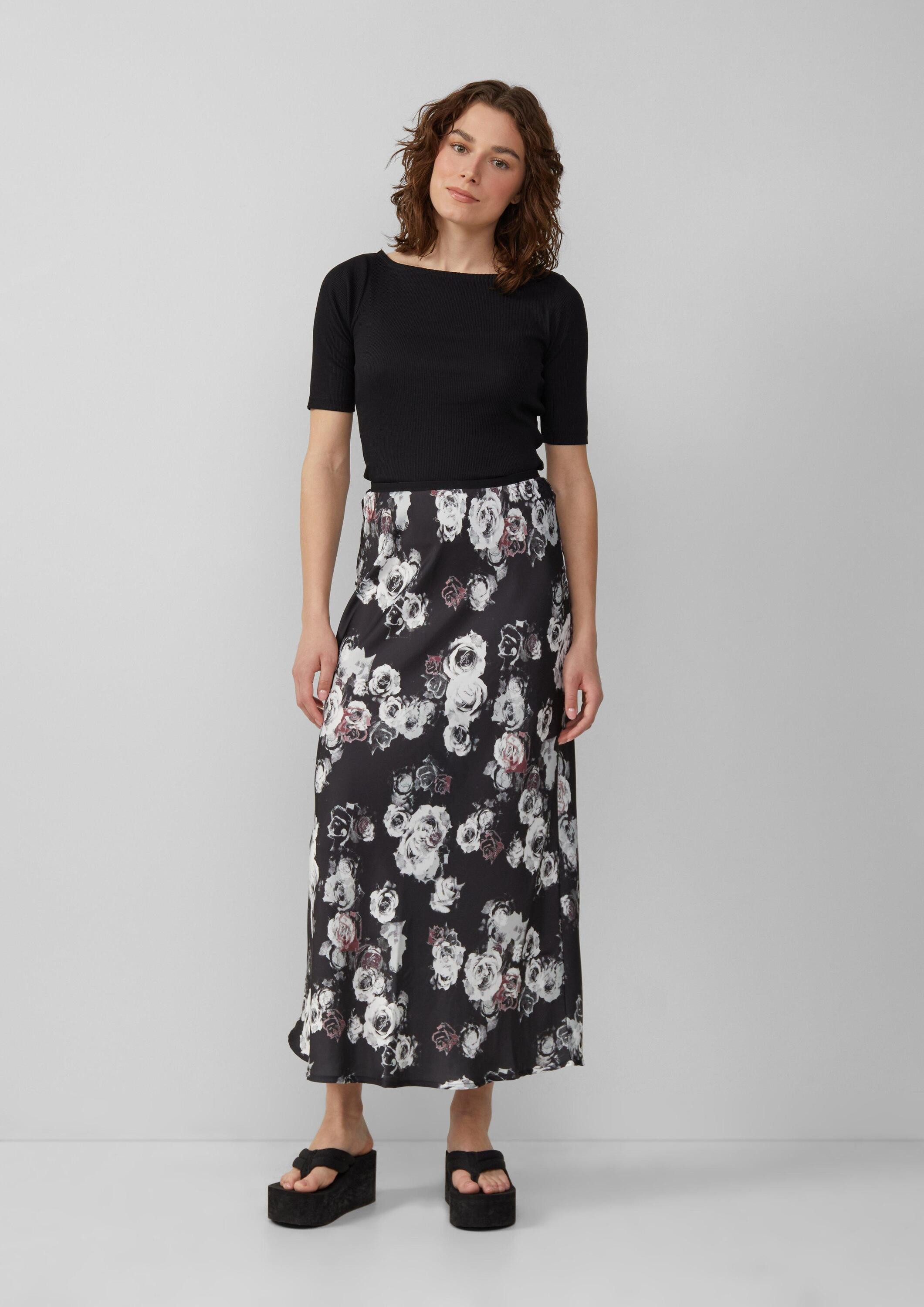 QS Maxirock Rock Rock mit All-over-Print in Satinoptik