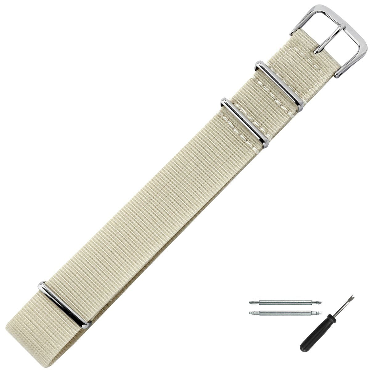 MARBURGER Uhrenarmband 18mm Textil Perlon Beige günstig online kaufen
