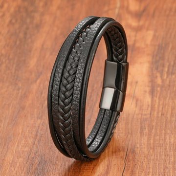 NAHLE Lederarmband Herren Leder Armband (1-tlg), aus Echtleder - mit Magnetverschluss für ein sicheres verschließen