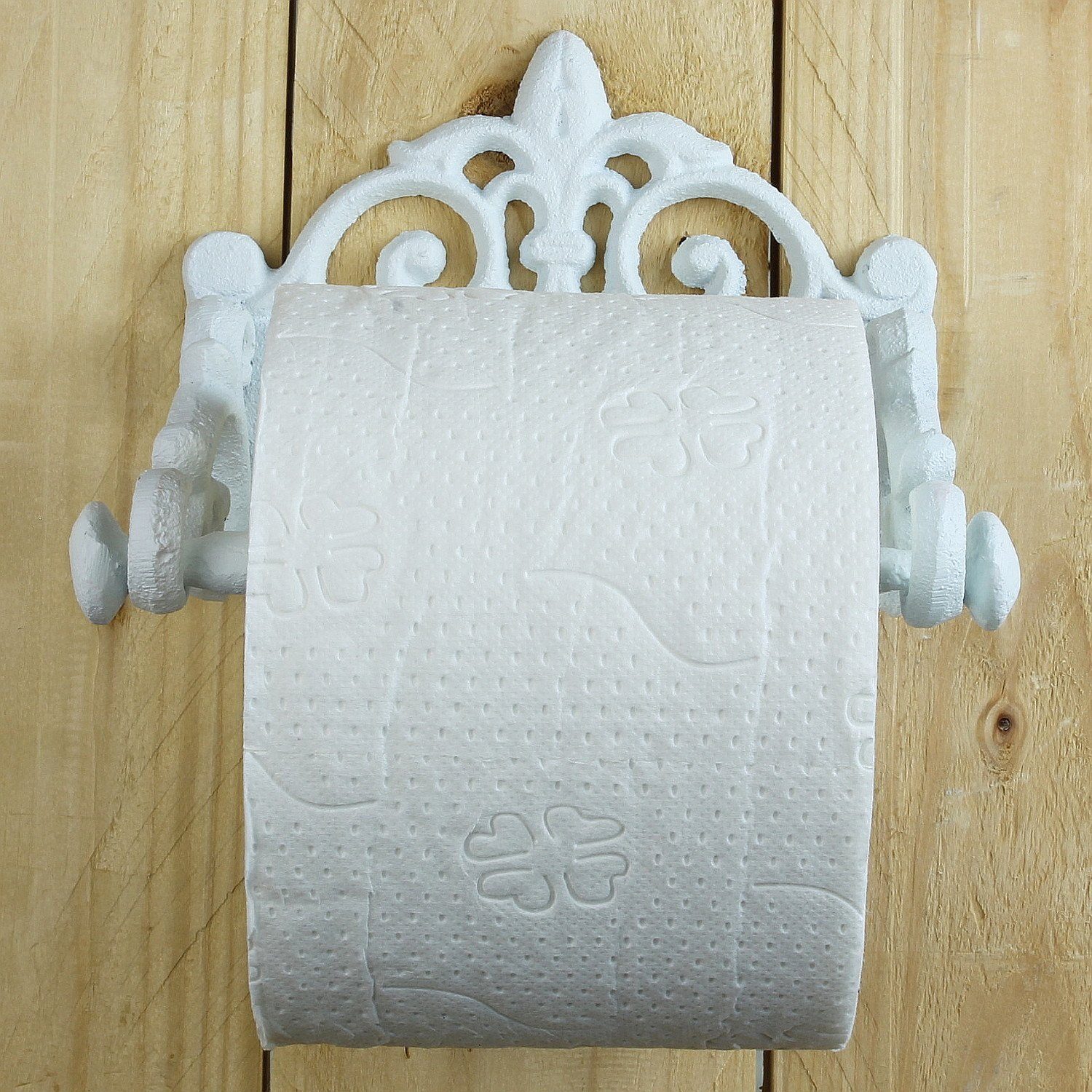 Nostalgie Toilettenpapierhalter Klorollenhalter Gußeisen Antiklook Weiß 18cm Neu 