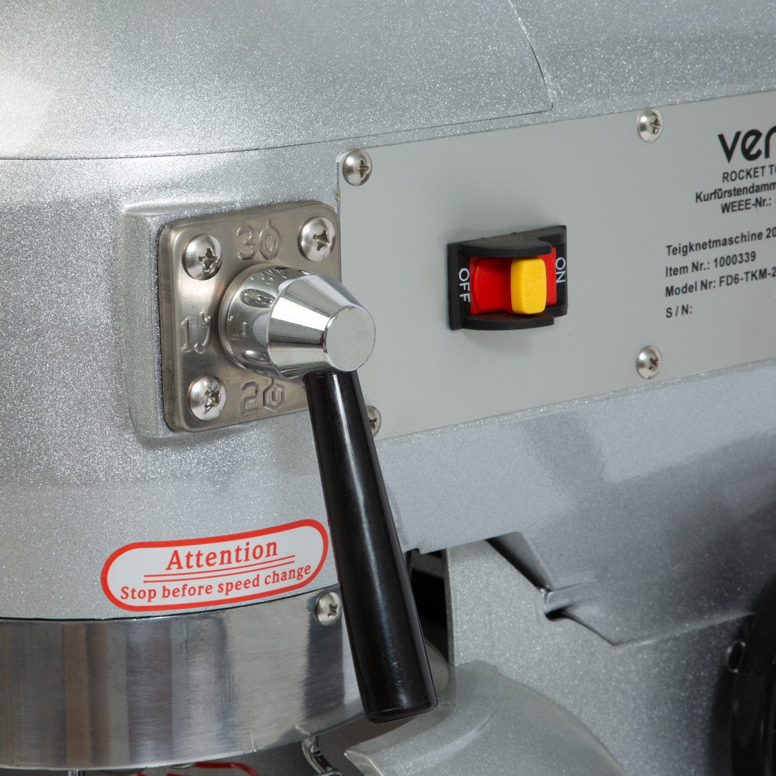 vertes Küchenmaschine, 750 W, 20L Kapazität, Edelstahl Rührschüssel, 3 Stufen 108, 199 und 382 U/min