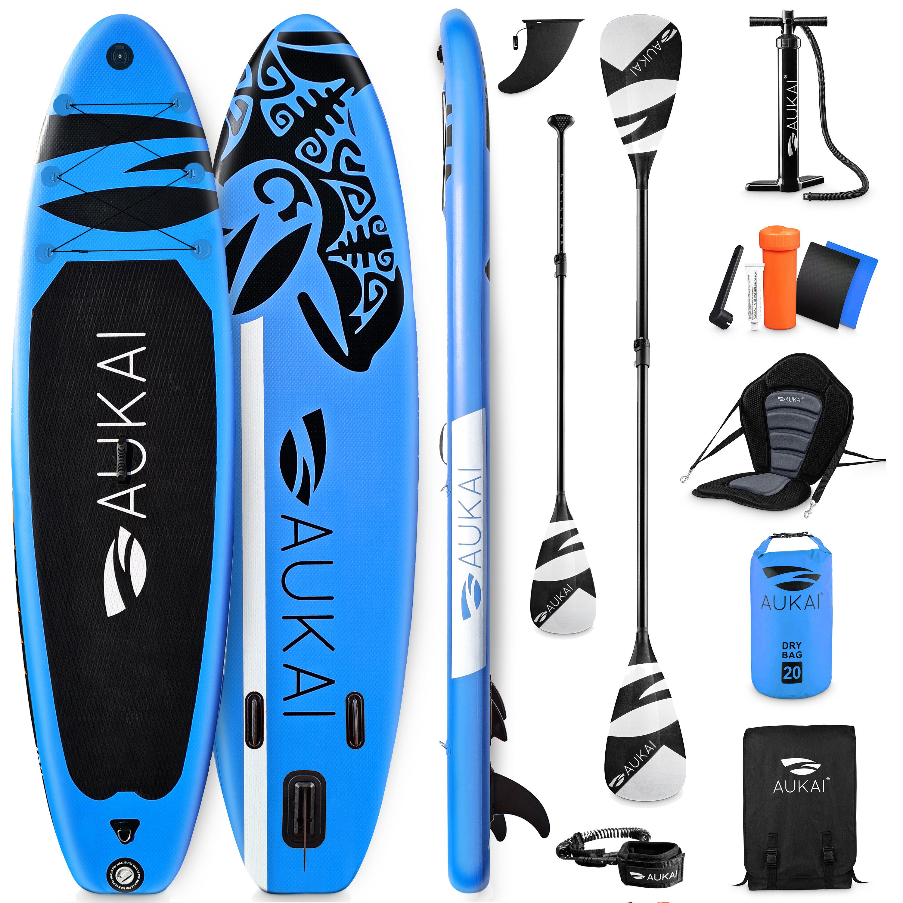 SUP-Board PRO 320cm, 2in1 Aufblasbares Stand up Paddle Set mit Kajak-Sitz